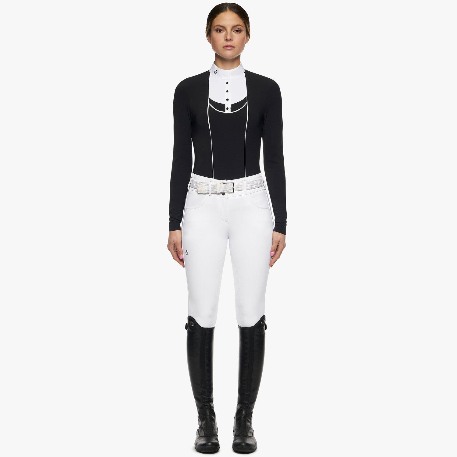 Cavalleria Toscana Women’s jersey show shirt with buttons BLACK-1