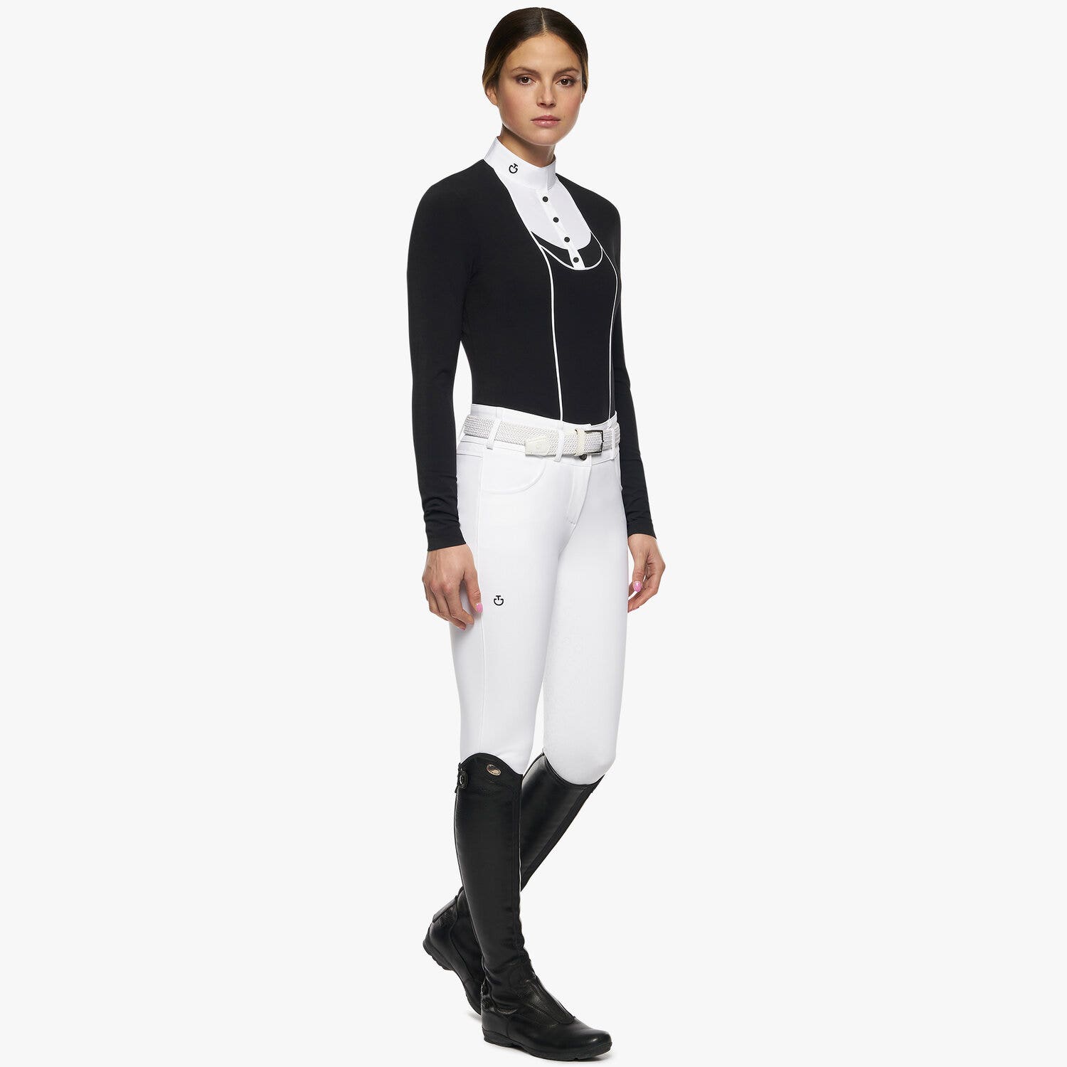 Cavalleria Toscana Women’s jersey show shirt with buttons BLACK-4