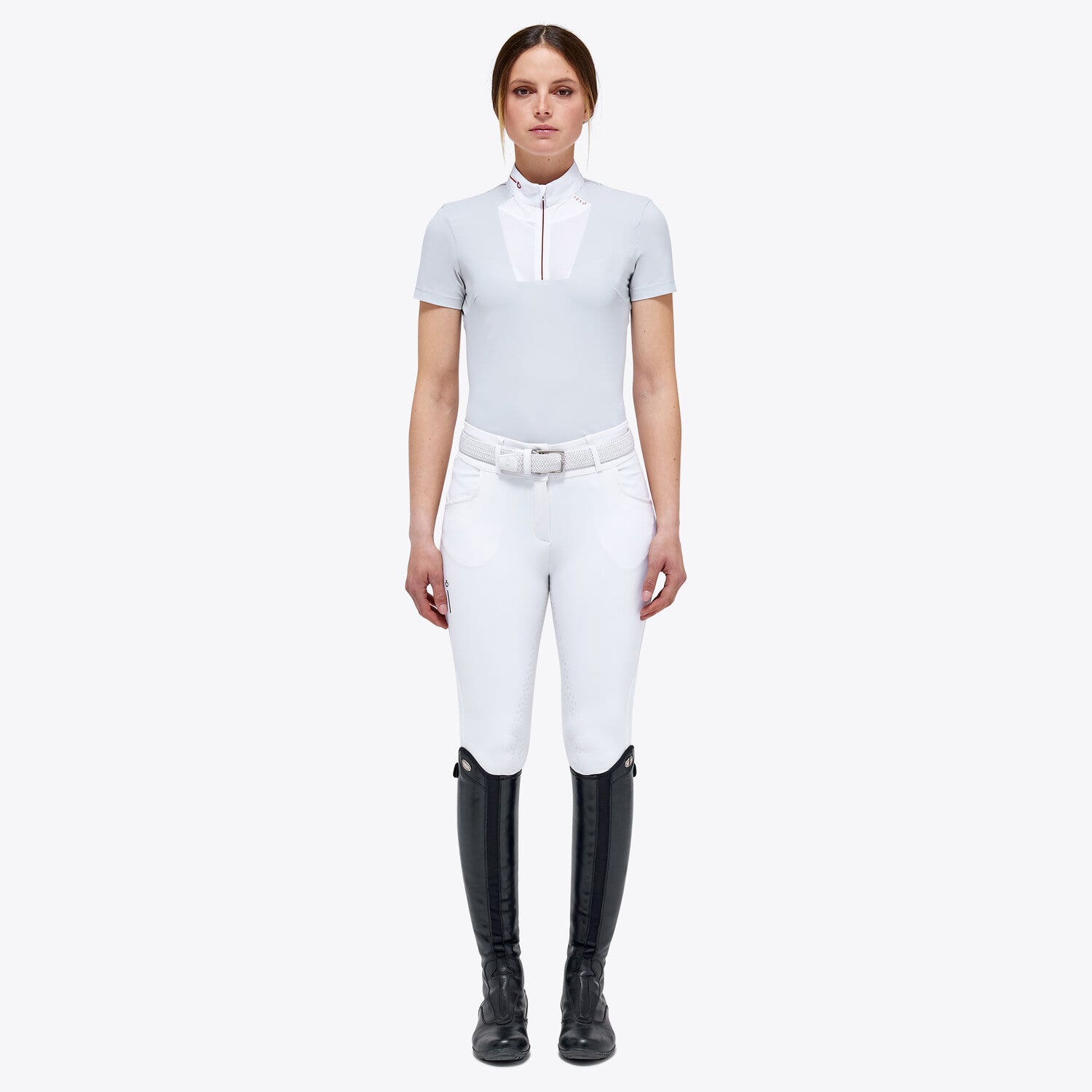 Cavalleria Toscana Women’s technical knit polo shirt PEARL GREY-1