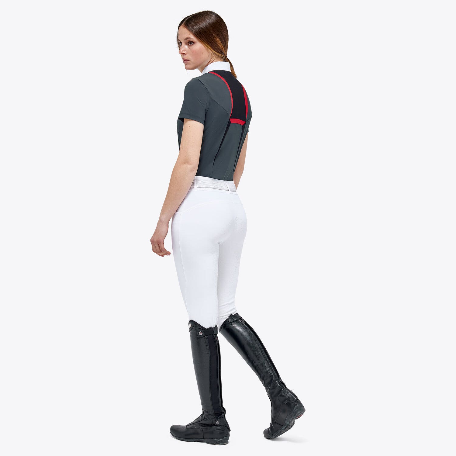 Cavalleria Toscana Women’s jersey mesh polo shirt CHARCOAL GREY-4