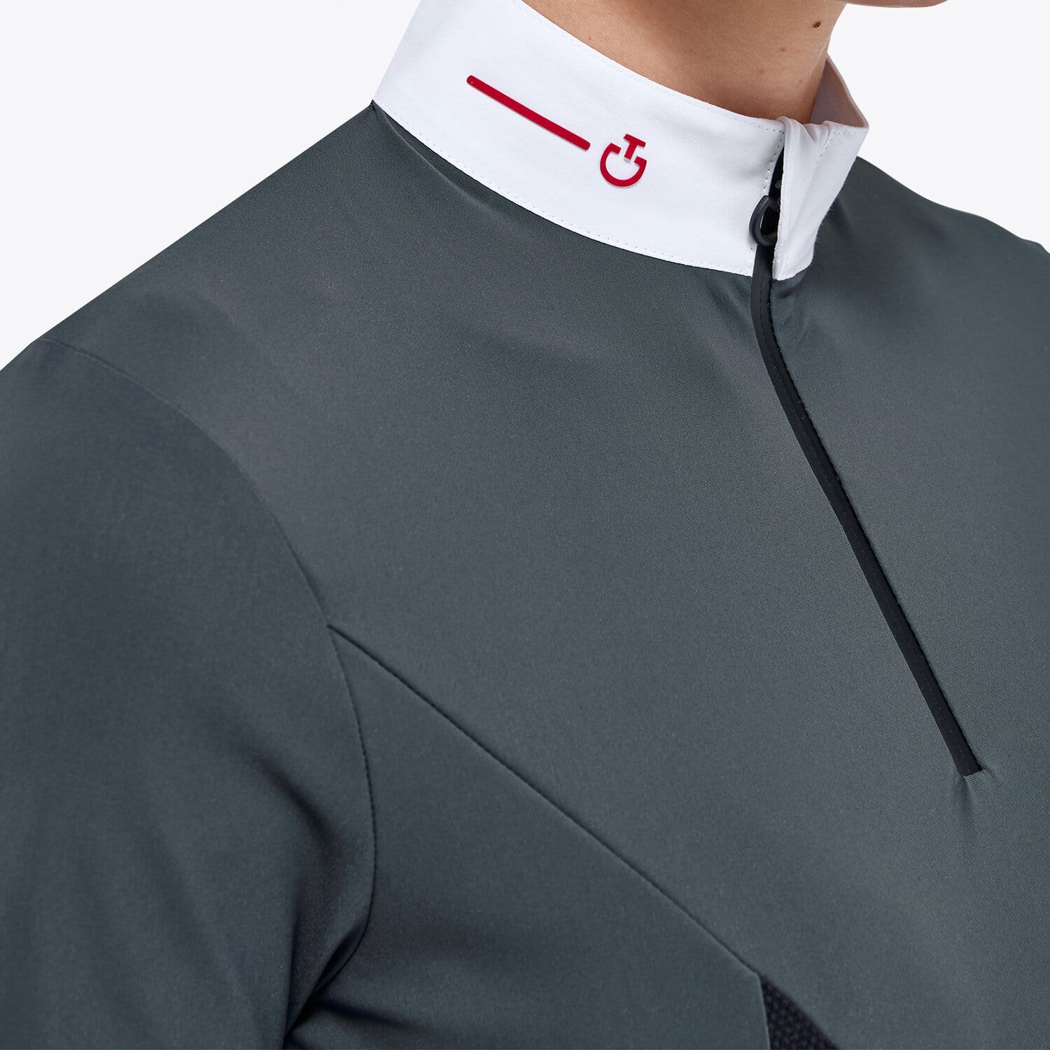 Cavalleria Toscana Women’s jersey mesh polo shirt CHARCOAL GREY-7