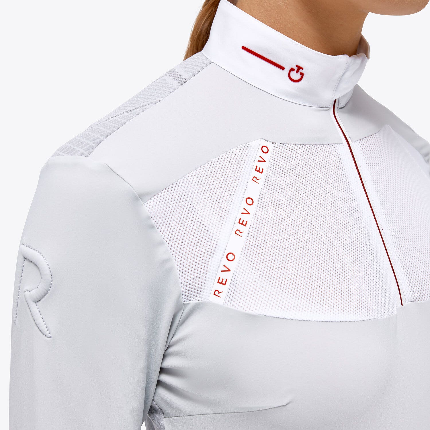 Cavalleria Toscana Women’s technical knit polo shirt PEARL GREY-3