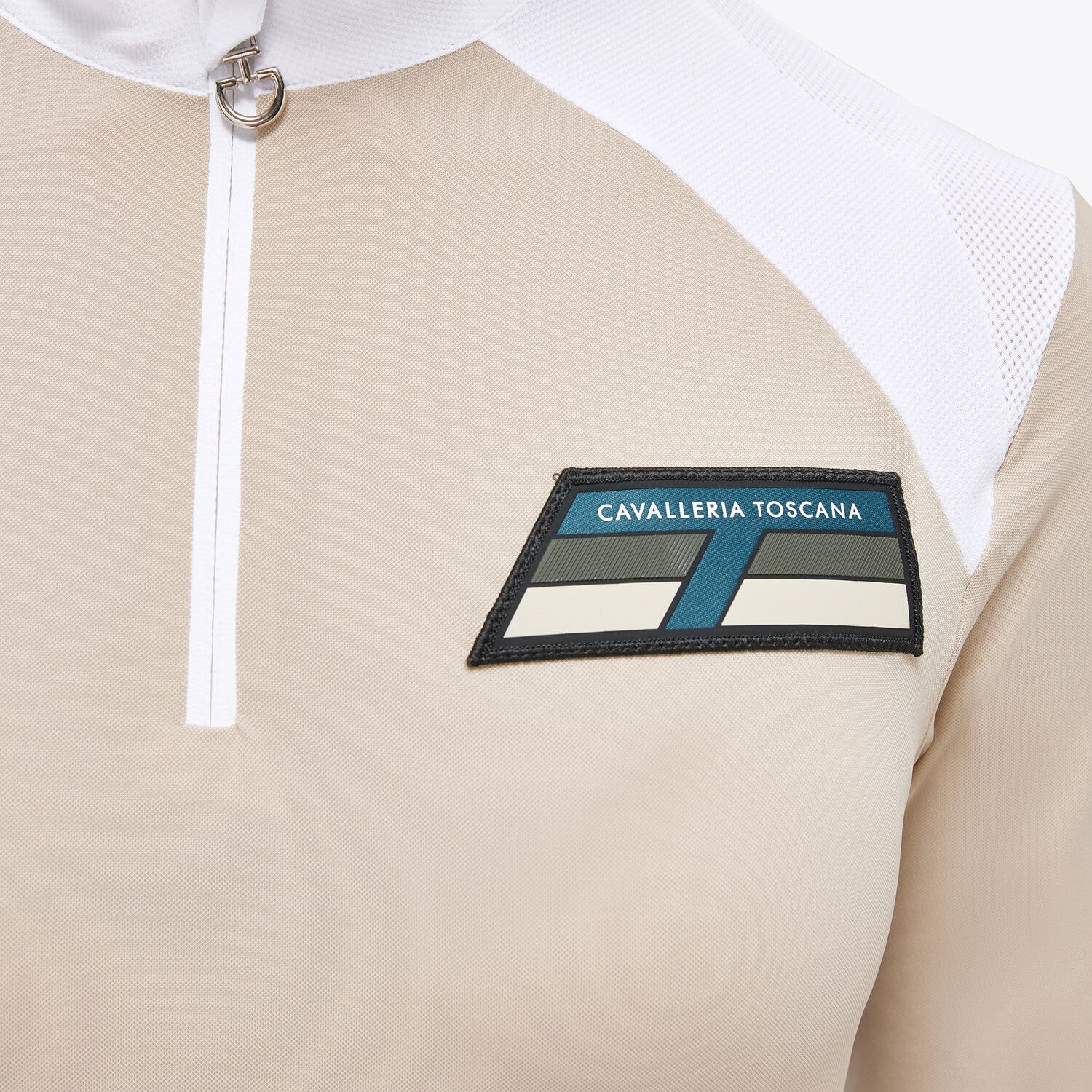 Cavalleria Toscana Women’s two-tone piqué knit polo shirt BEIGE-3