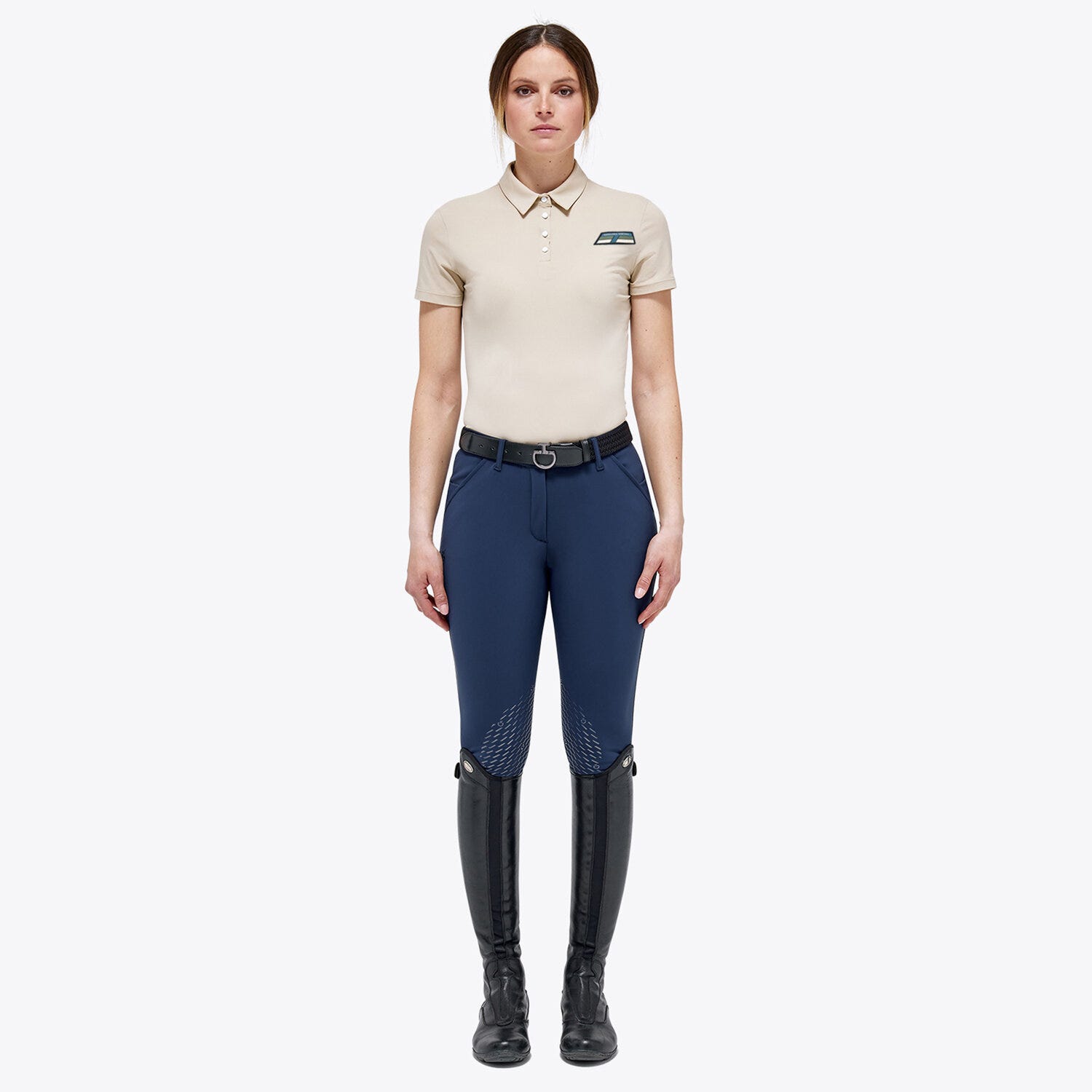 Women’s piqué knit polo shirt with buttons