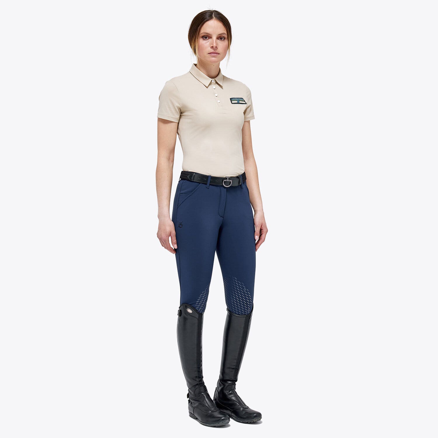 Cavalleria Toscana Polo da donna in piqué con bottoni BEIGE-2