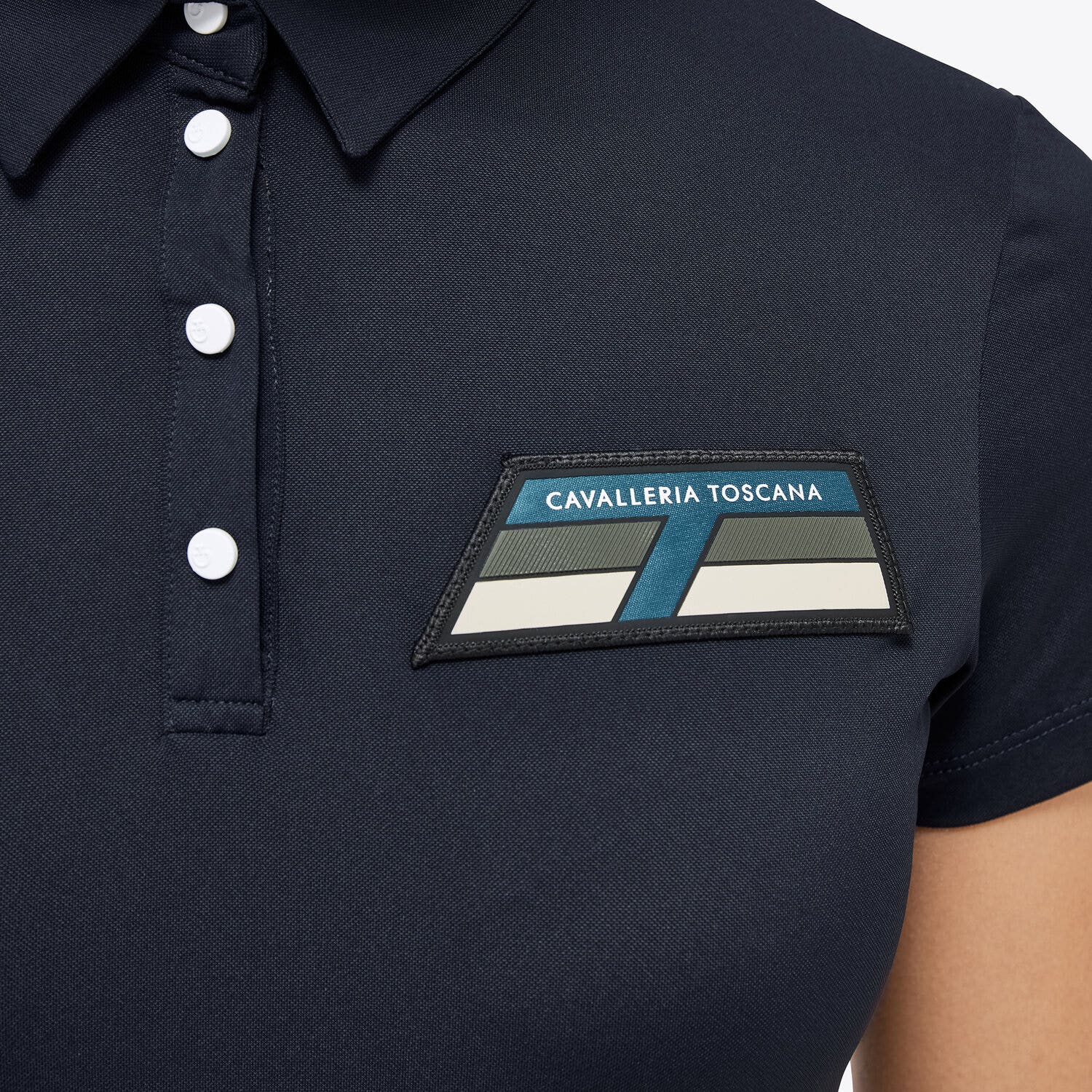Cavalleria Toscana Women’s piqué knit polo shirt with buttons NAVY-3