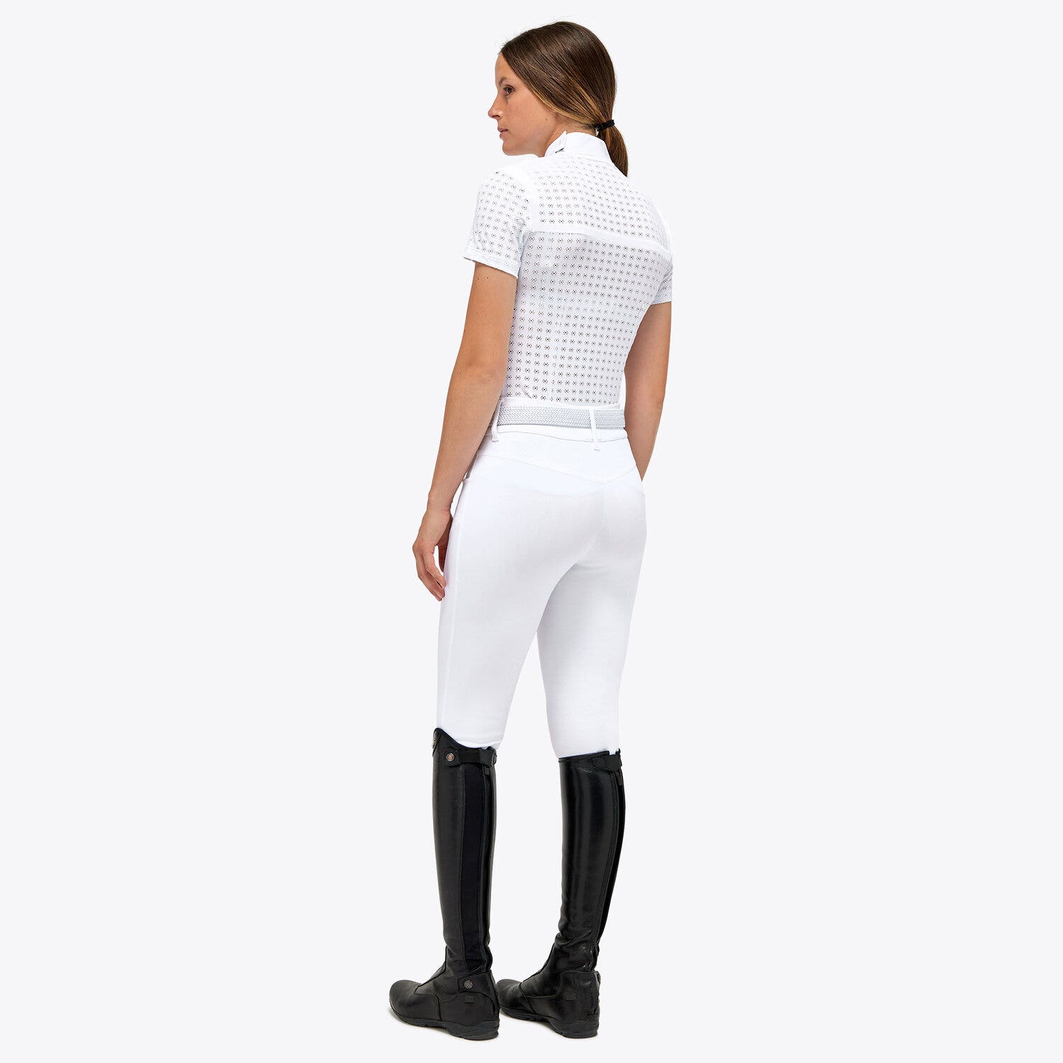 Cavalleria Toscana Women's Zip Competition Polo WHITE/KNIT-2