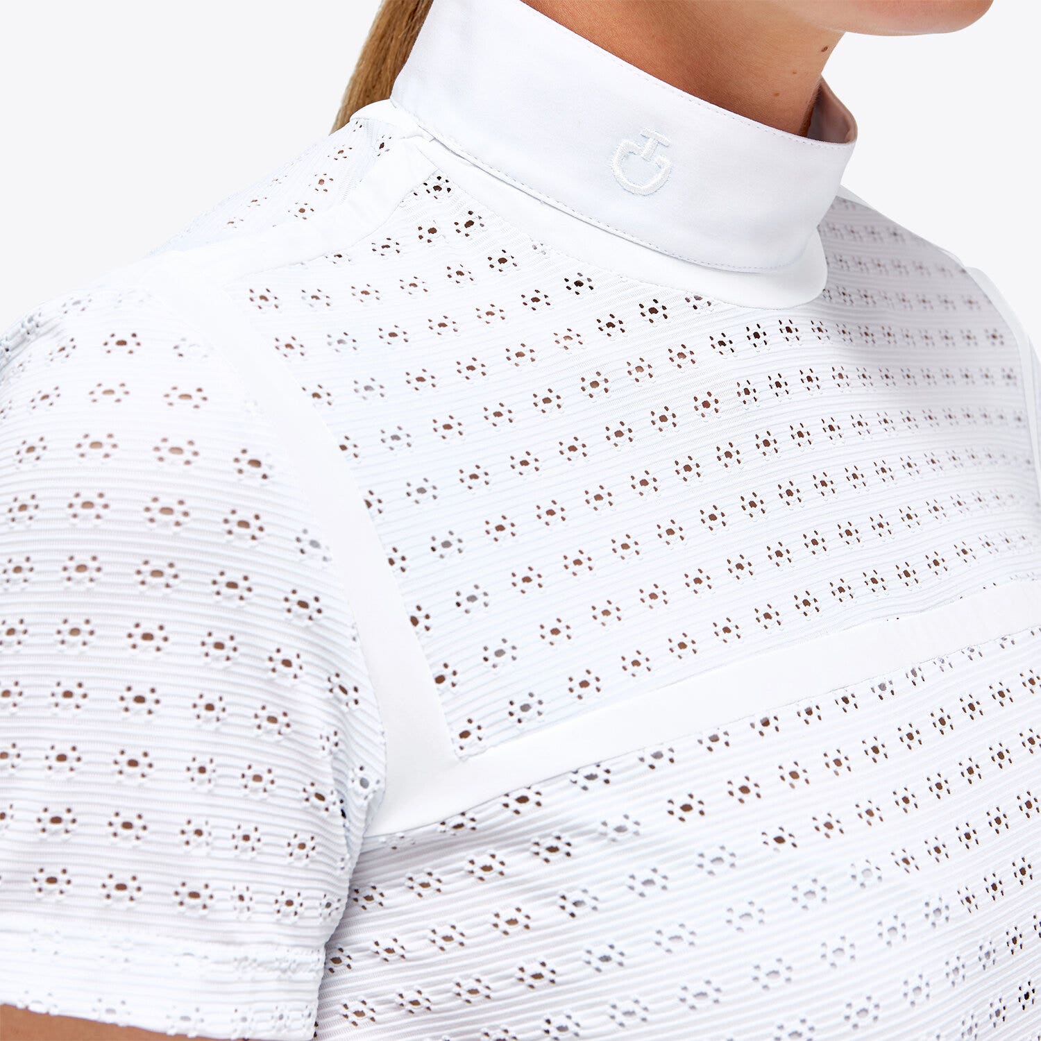 Cavalleria Toscana Women's Zip Competition Polo WHITE/KNIT-3