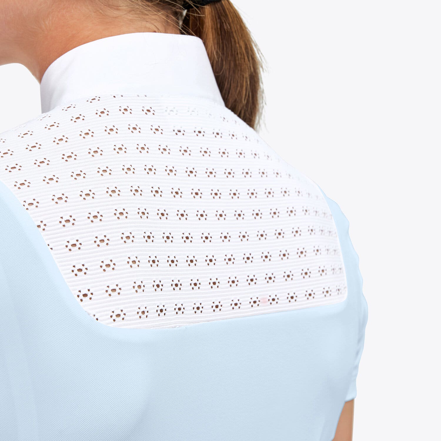 Cavalleria Toscana Women's Zip Competition Polo POWDER BLUE / WHITE-3