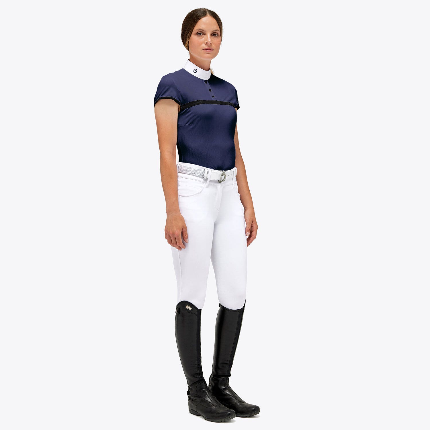 Cavalleria Toscana Women's mesh jersey competition polo ROYAL BLUE-1