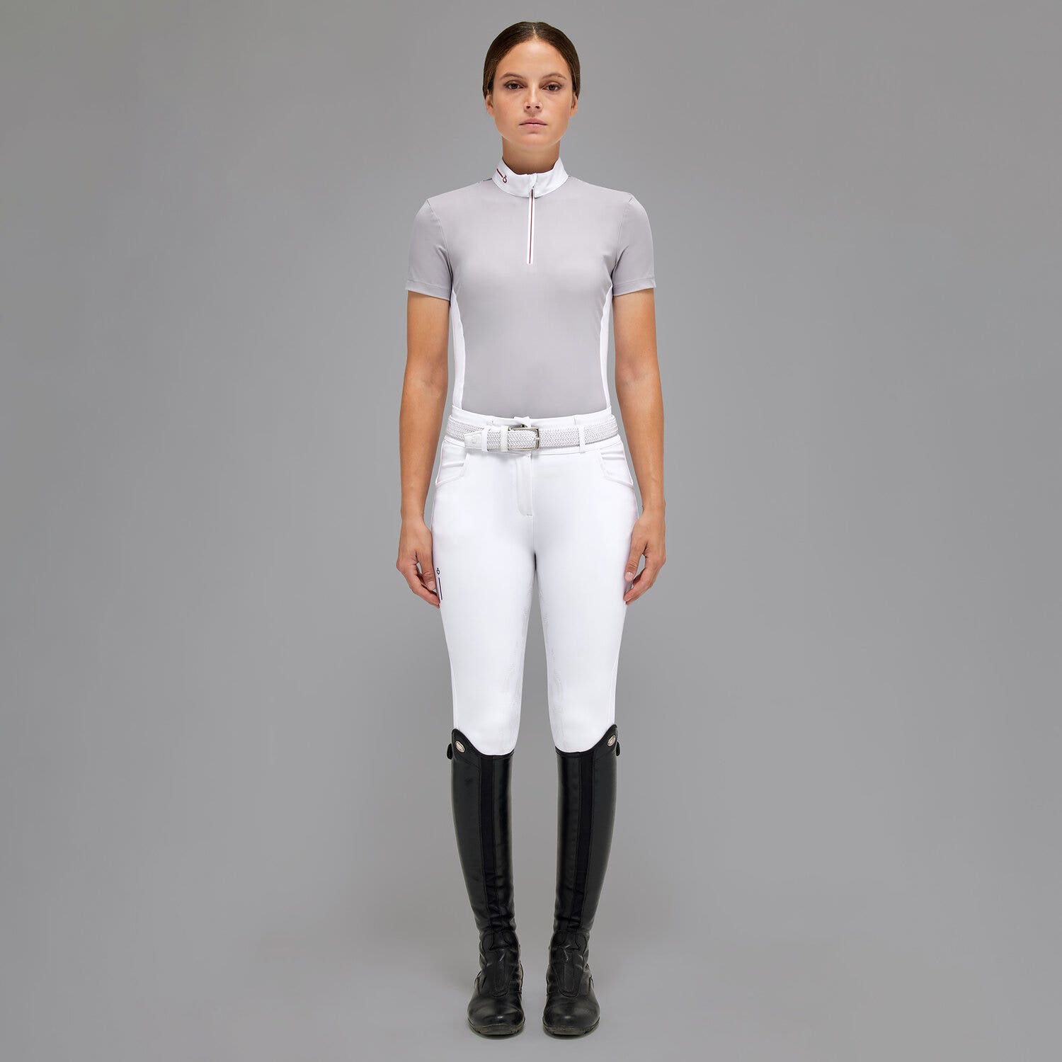 Cavalleria Toscana Revo Jersey Competition Zip Polo LIGHT GREY-1