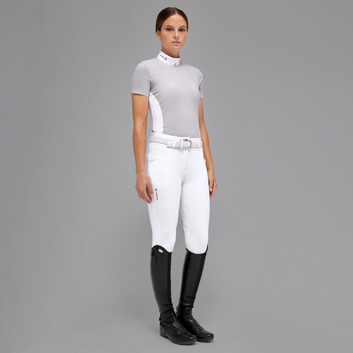 Cavalleria Toscana Revo Jersey Competition Zip Polo LIGHT GREY-2