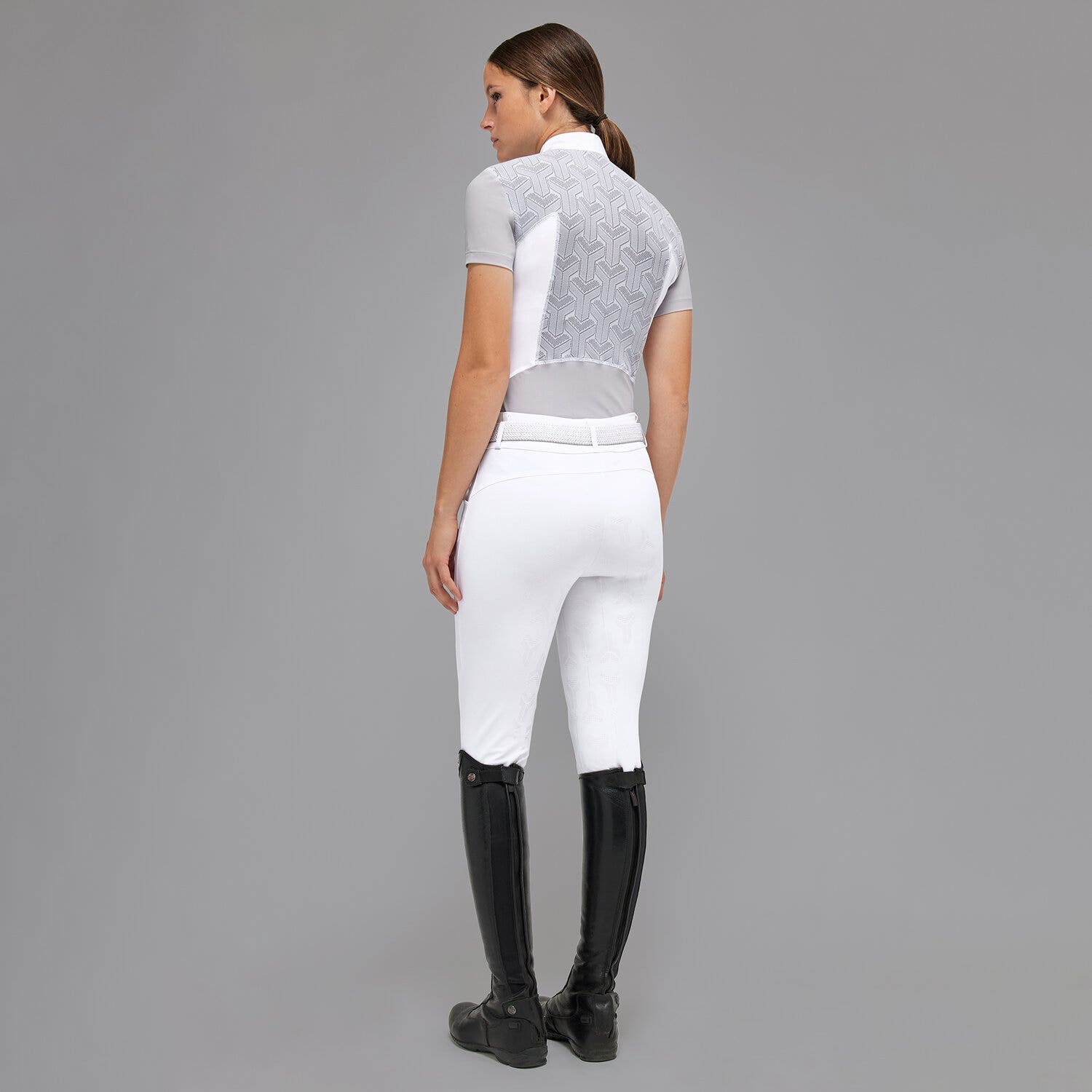 Cavalleria Toscana Revo Jersey Competition Zip Polo LIGHT GREY-3