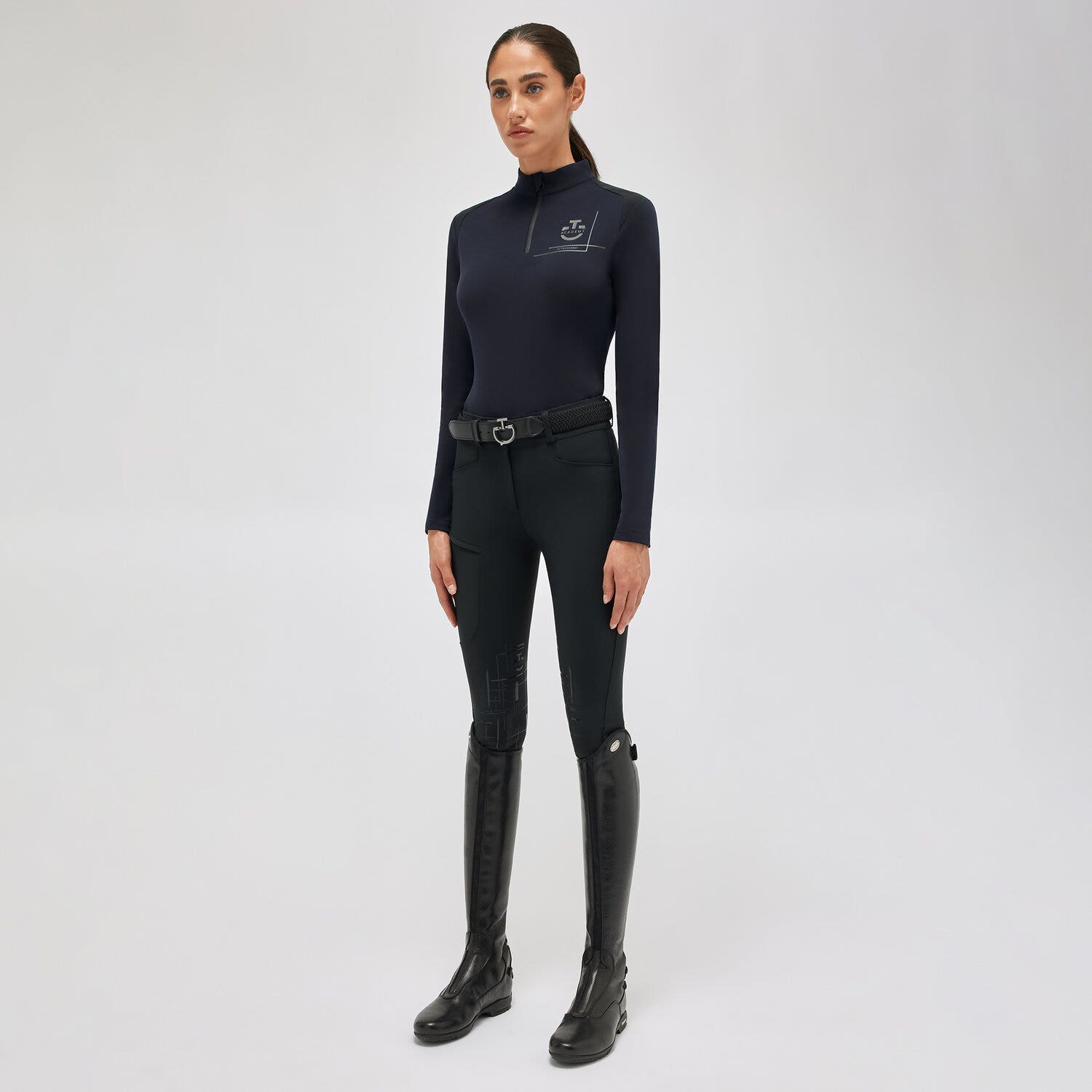 Cavalleria Toscana Women's training polo shirt in jersey NAVY-1