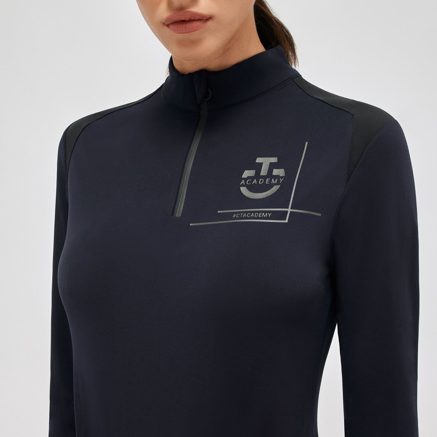 Cavalleria Toscana Women's training polo shirt in jersey NAVY-3