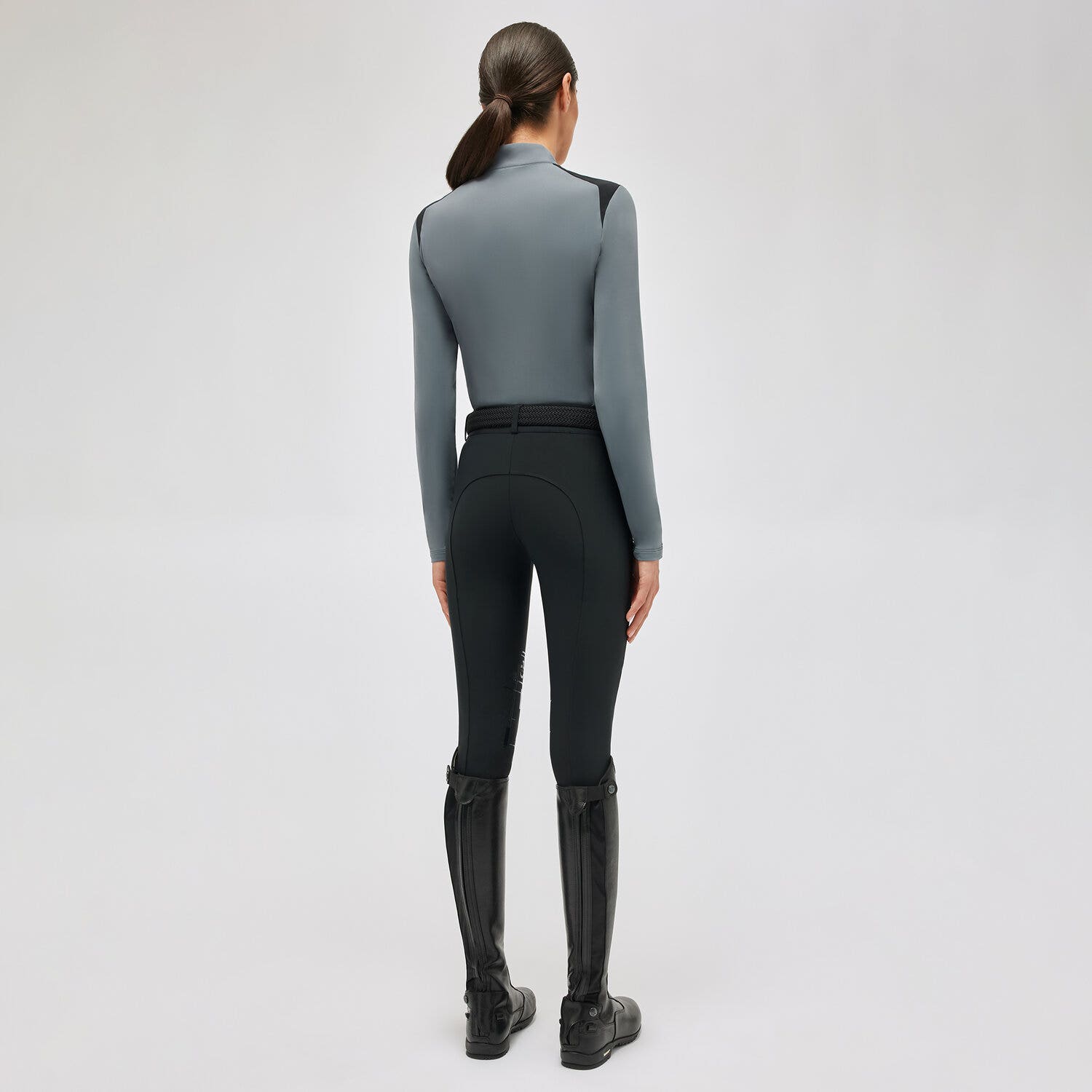 Cavalleria Toscana Women's training polo shirt in jersey GREY-2