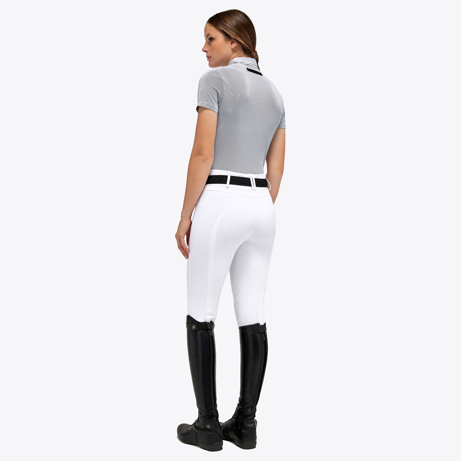 Cavalleria Toscana Women's training polo WHITE/BLACK LINE-3