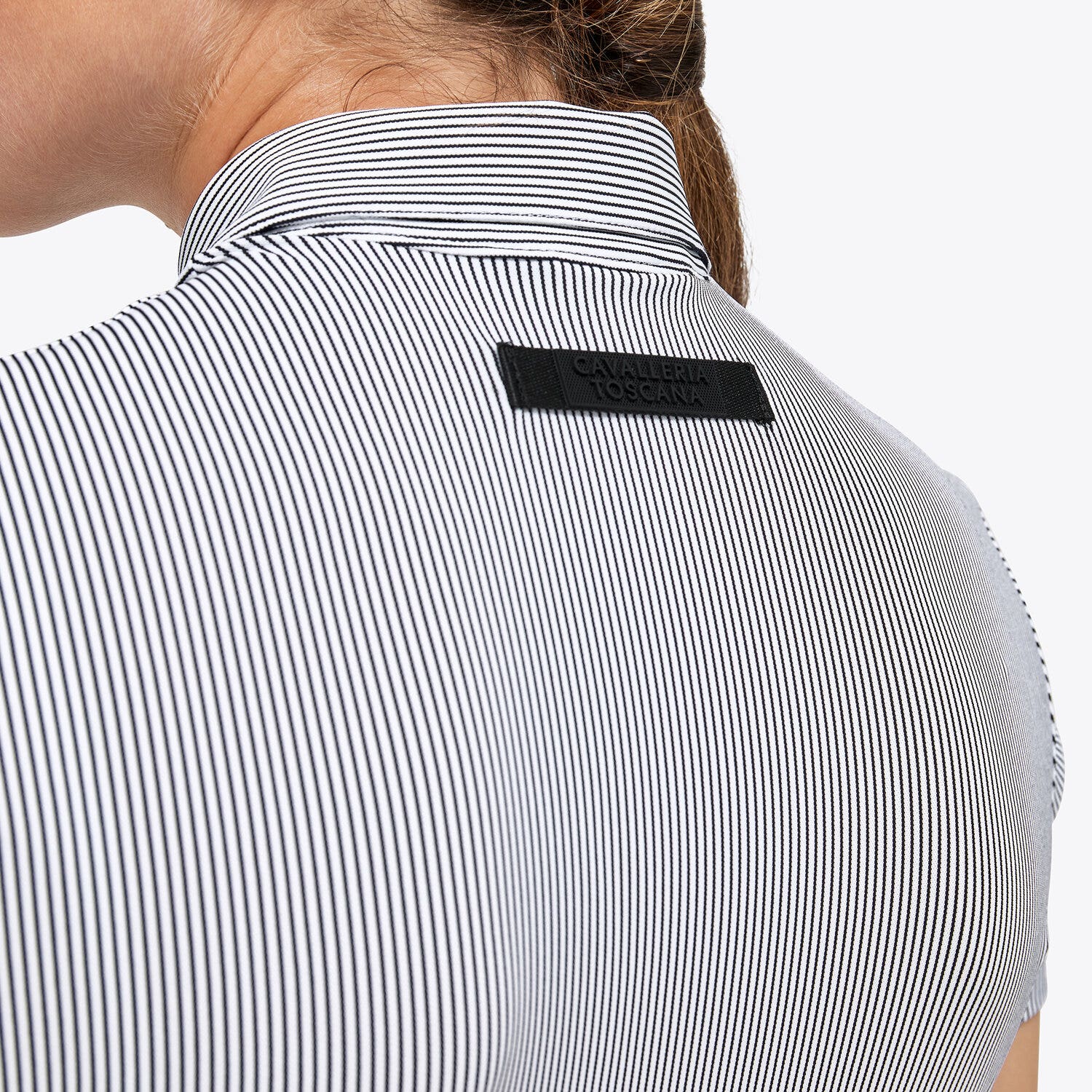 Cavalleria Toscana Women's training polo WHITE/BLACK LINE-5