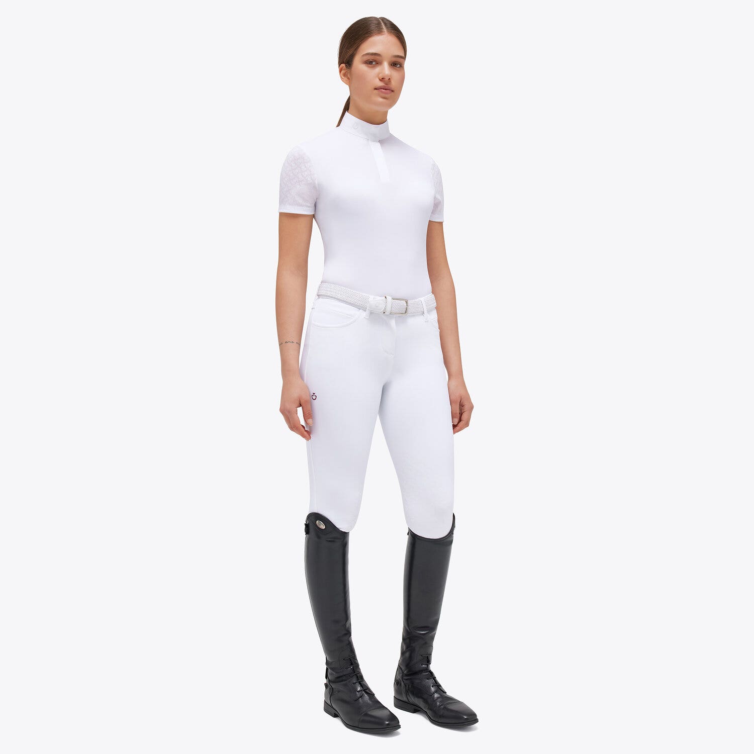 Cavalleria Toscana Women's competition polo shirt WHITE/KNIT-1