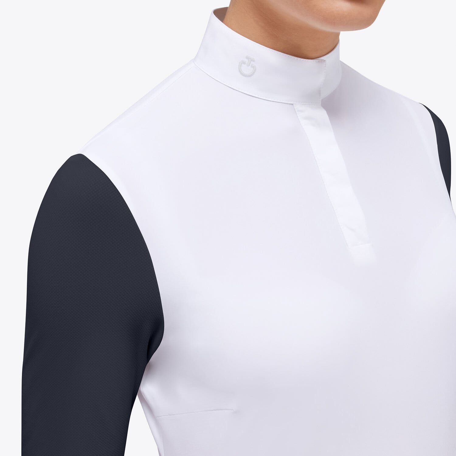 Cavalleria Toscana Women's competition polo shirt WHITE/NAVY-3