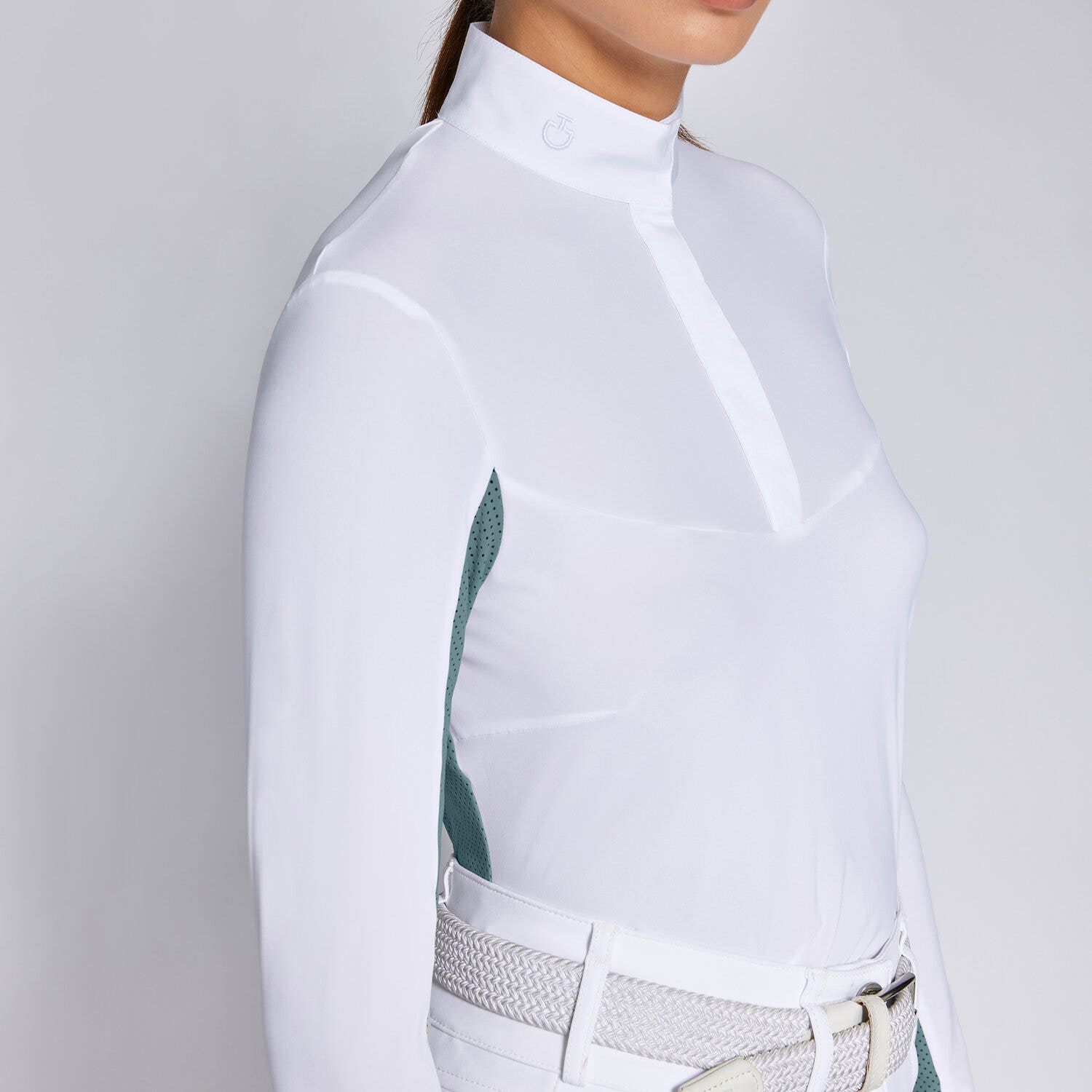 Cavalleria Toscana Women's competition polo shirt WHITE / PETROLEUM-3