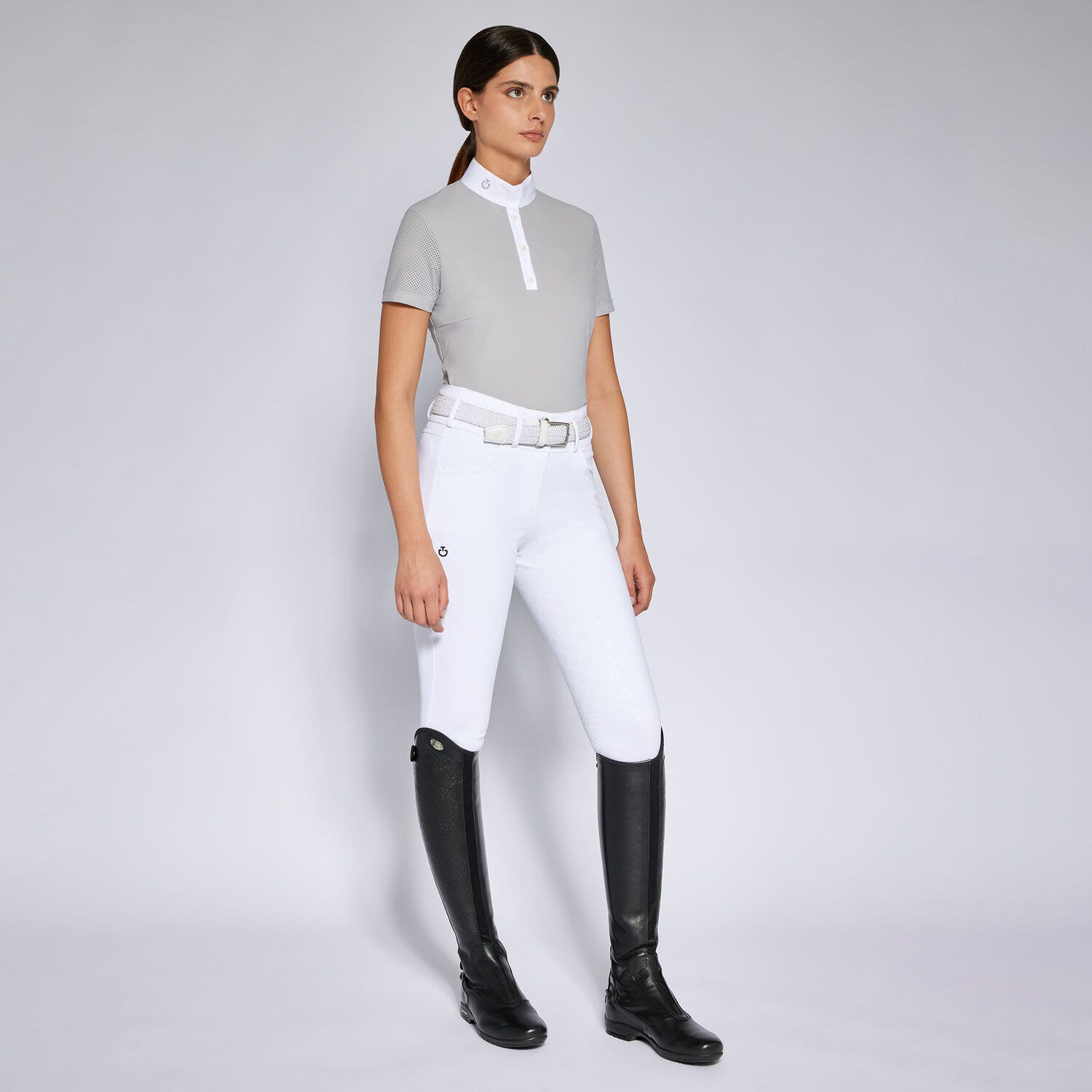 Cavalleria Toscana Women's competition polo shirt LIGHT GREY-1