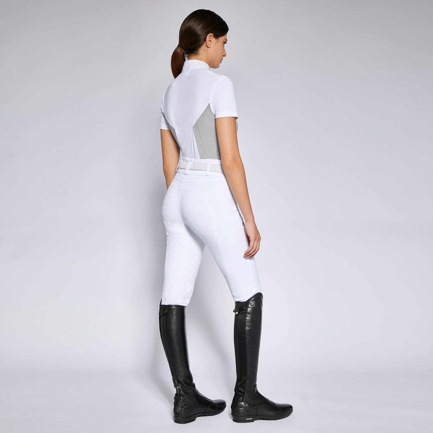 Cavalleria Toscana Women's competition polo shirt LIGHT GREY WOOL-2