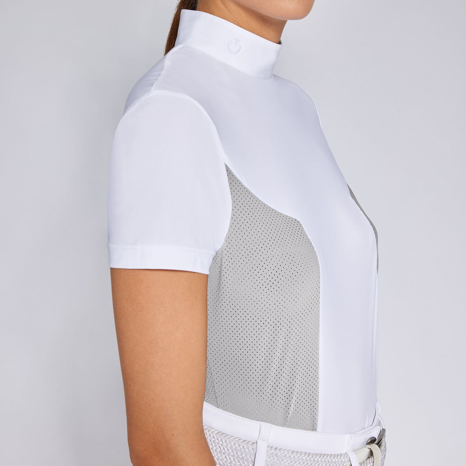 Cavalleria Toscana Women's competition polo shirt LIGHT GREY WOOL-3