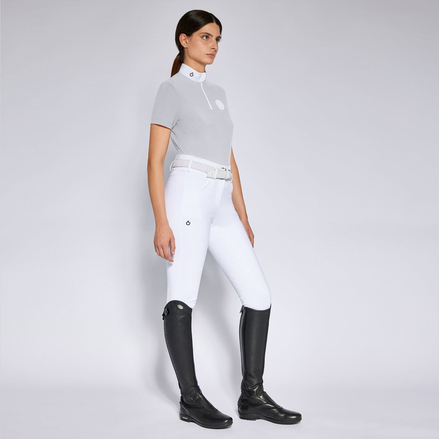 Cavalleria Toscana Women's competition polo shirt LIGHT GREY-1