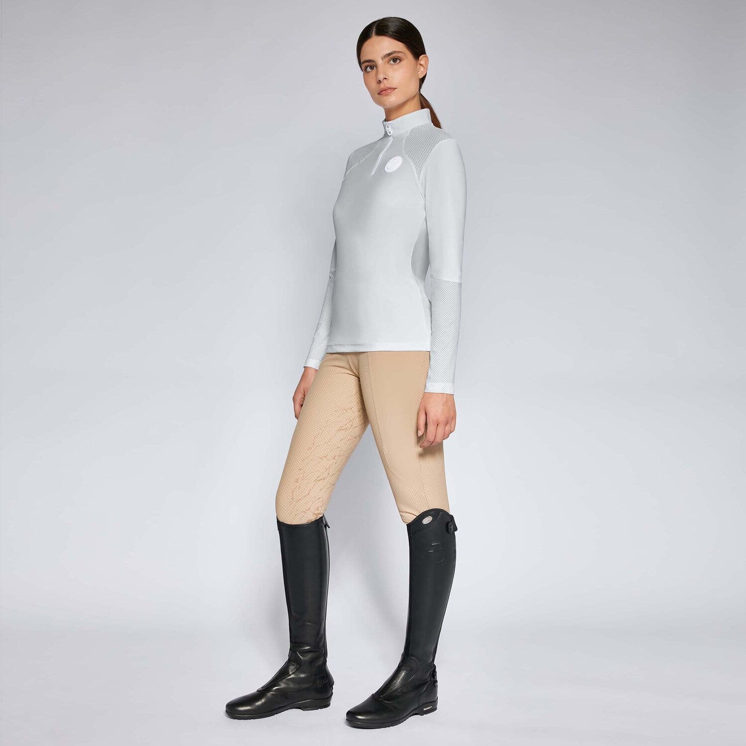 Cavalleria Toscana Women's training polo shirt LIGHT GREY-1