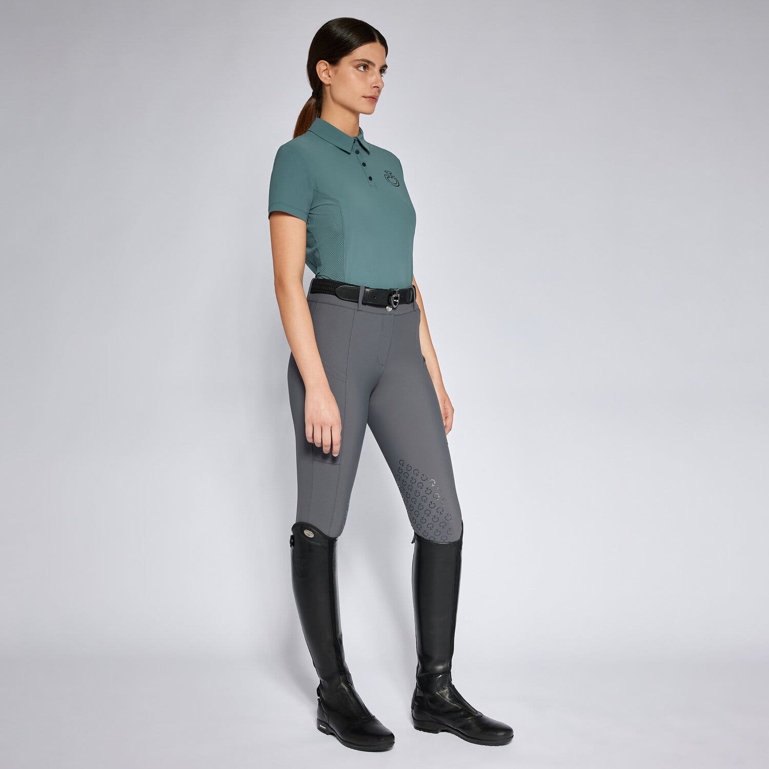 Cavalleria Toscana Women's training polo shirt PETROLEUM-1