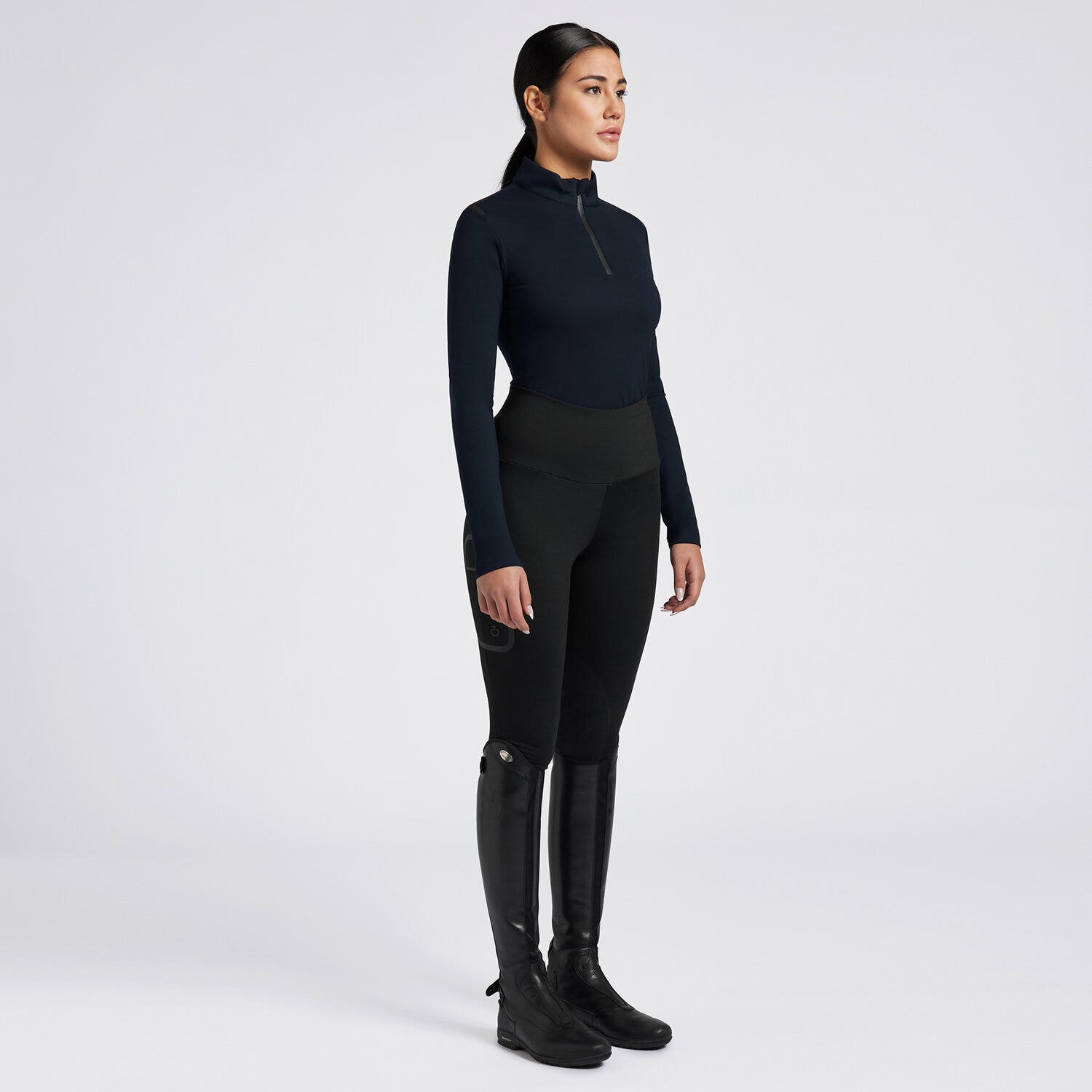 Cavalleria Toscana Cavalleria Toscana Women's Technical Training Polo in Technical Jersey NAVY-1