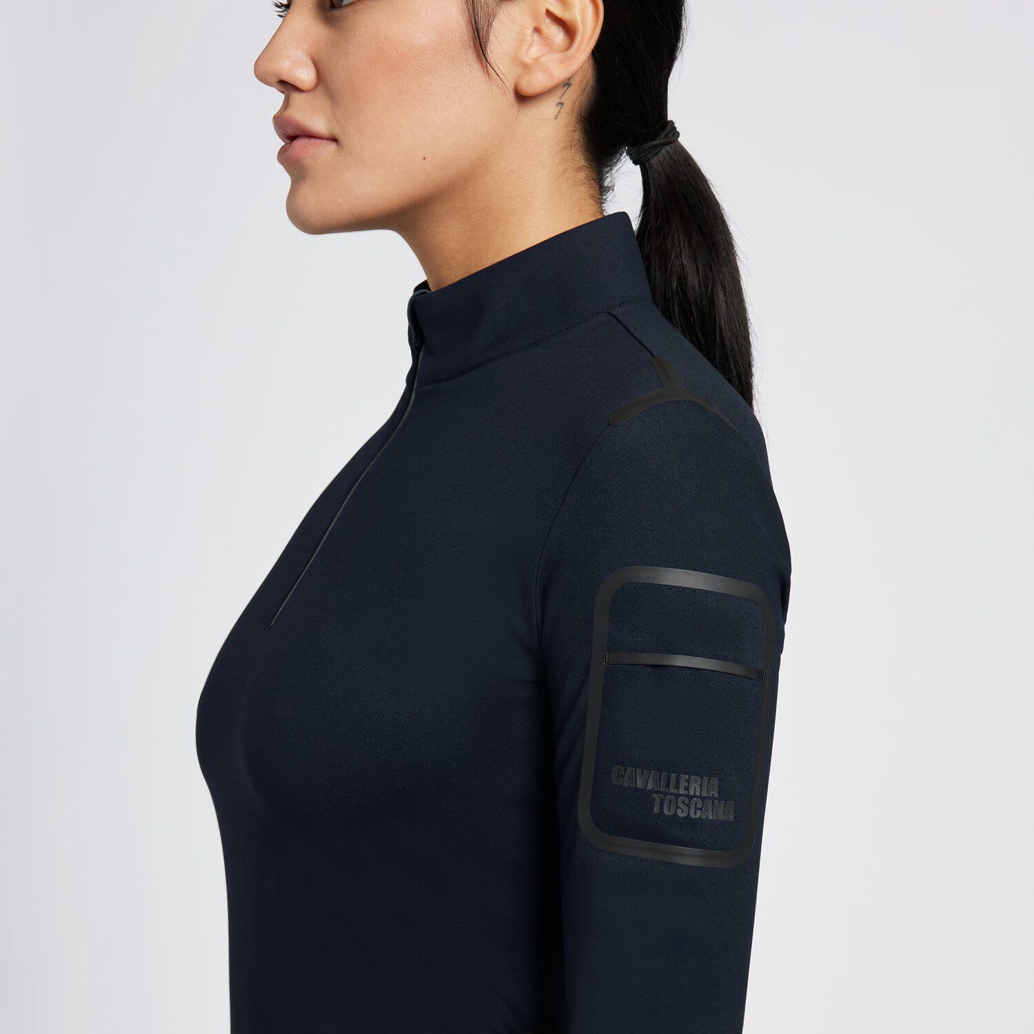 Cavalleria Toscana Cavalleria Toscana Women's Technical Training Polo in Technical Jersey NAVY-2