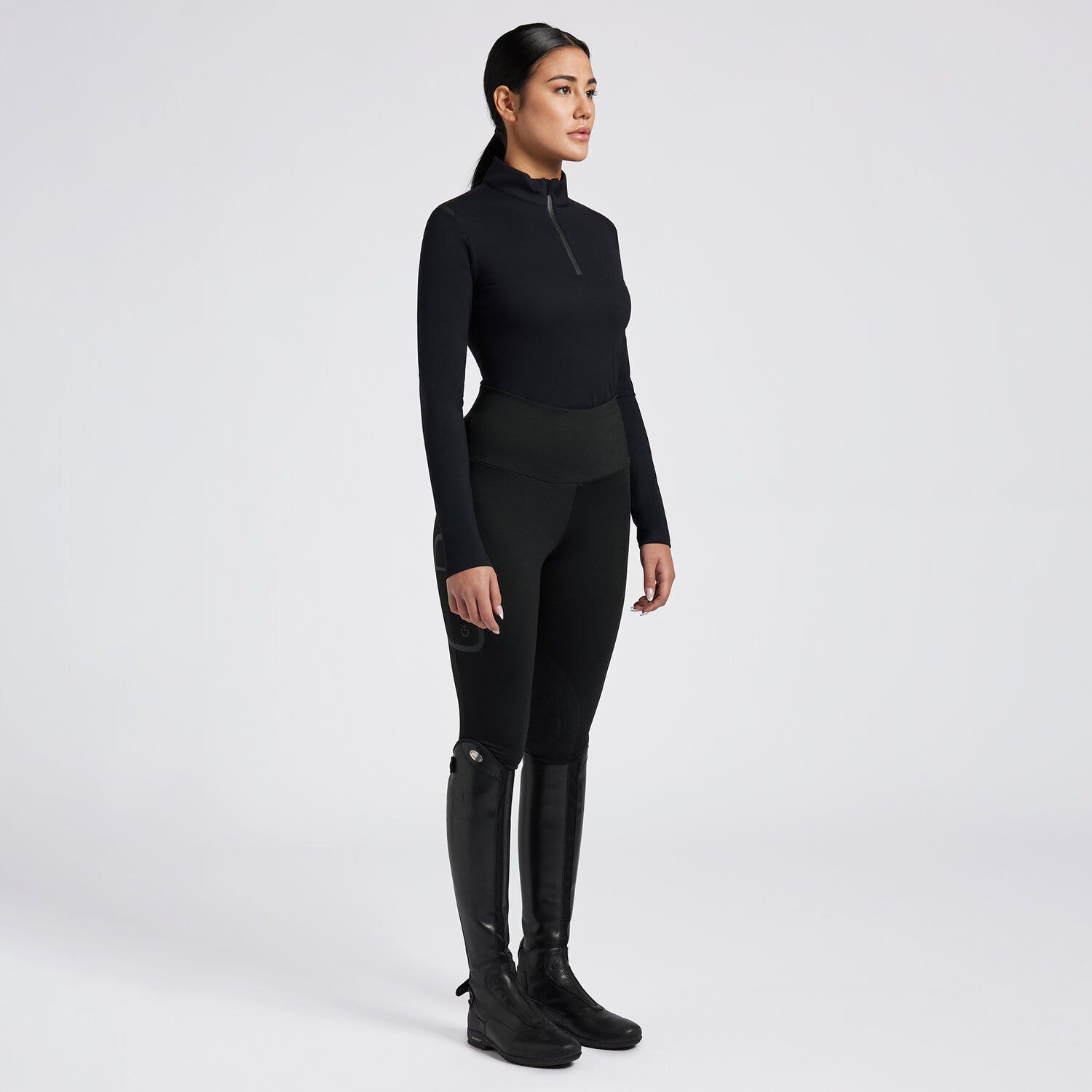 Cavalleria Toscana Cavalleria Toscana Women's Technical Training Polo in Technical Jersey BLACK-1