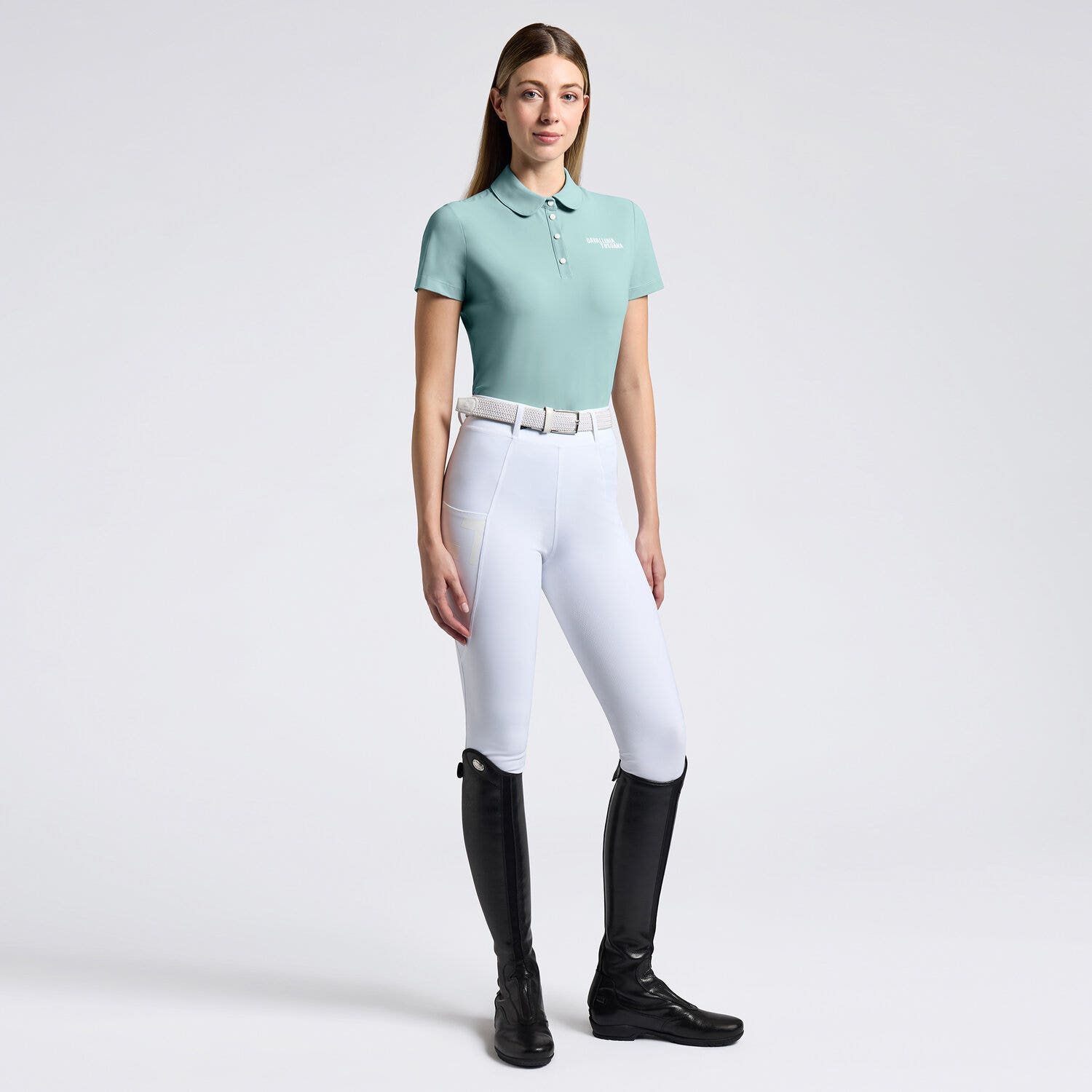 Cavalleria Toscana Cavalleria Toscana Women's Technical Training Polo LIGHT TEAL GREEN-1