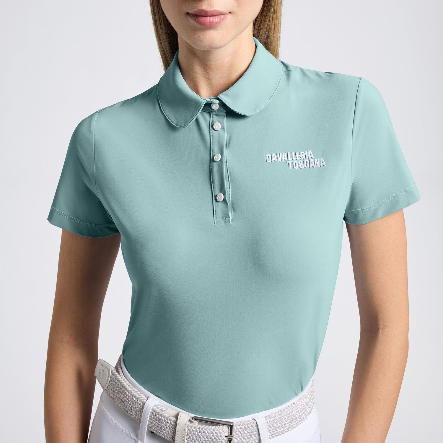 Cavalleria Toscana Cavalleria Toscana Women's Technical Training Polo LIGHT TEAL GREEN-3