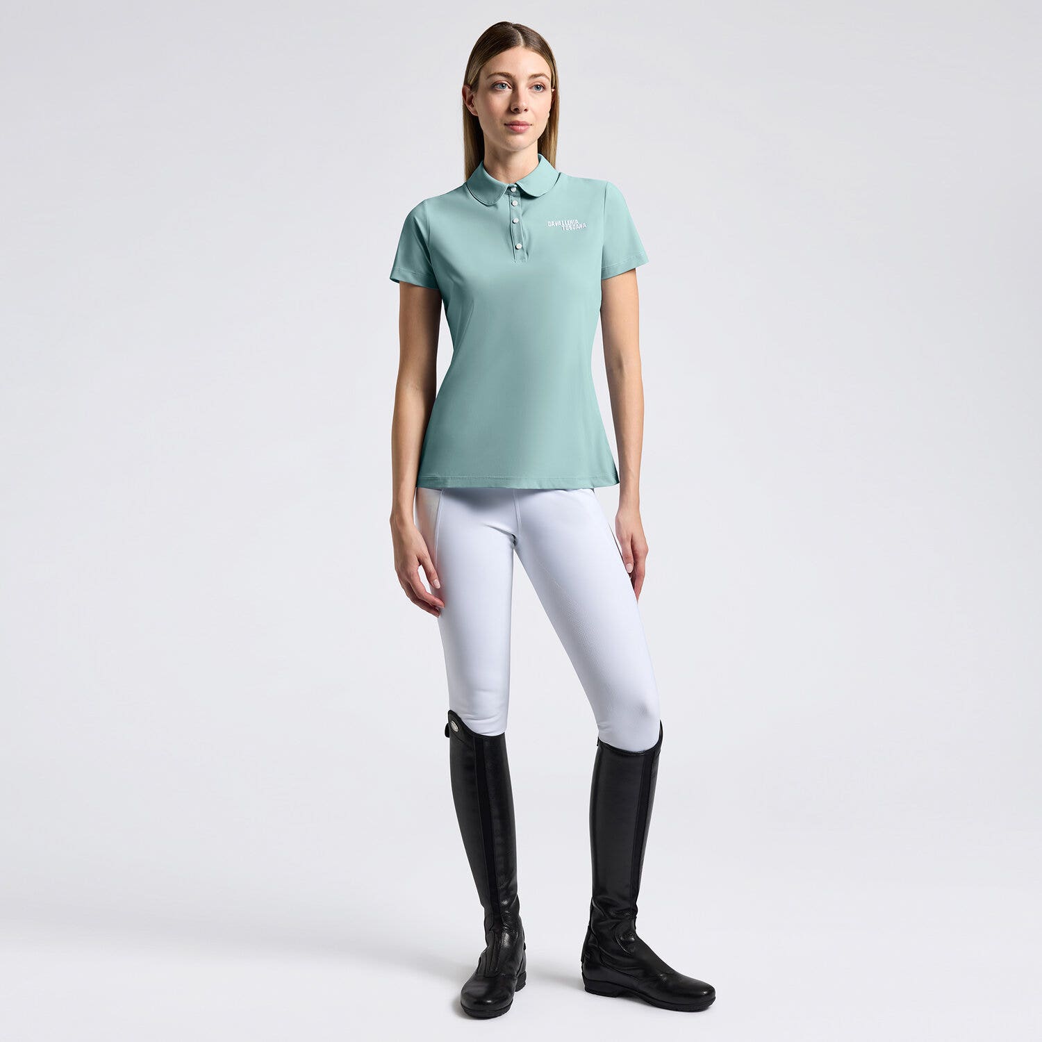Cavalleria Toscana Cavalleria Toscana Women's Technical Training Polo LIGHT TEAL GREEN-4