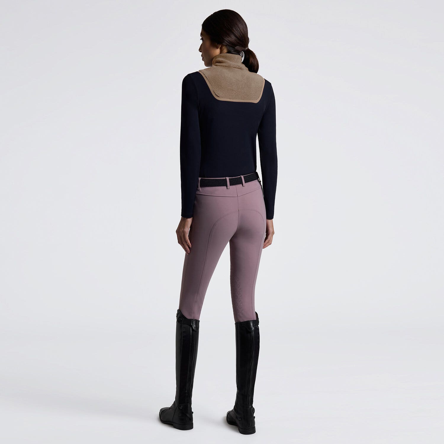 Cavalleria Toscana Cavalleria Toscana Women's Training Polo in Jersey with Fleece Insert BLACK/WALNUT-2