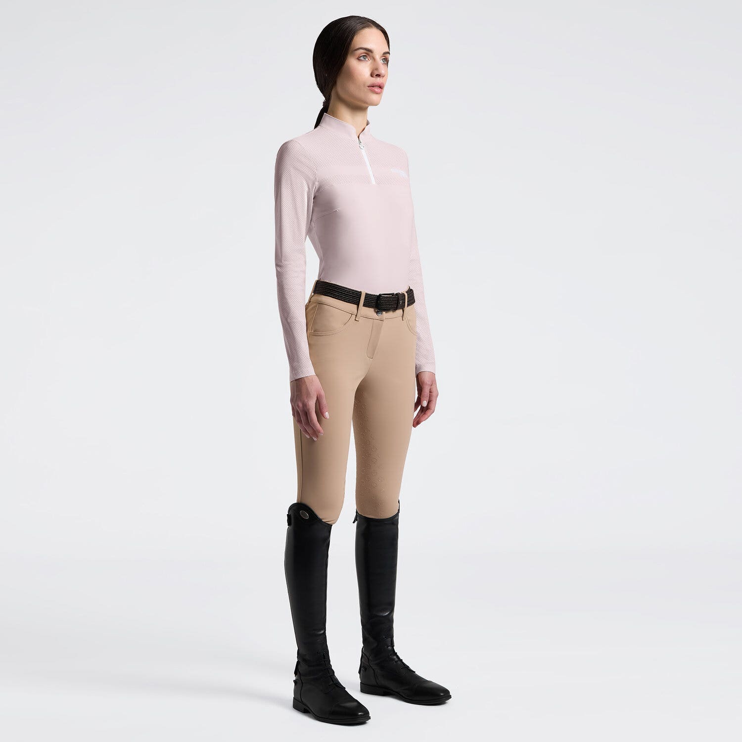 Cavalleria Toscana Women's Long Sleeve Perforated Training Polo | Cavalleria Toscana VIOLET ICE-1