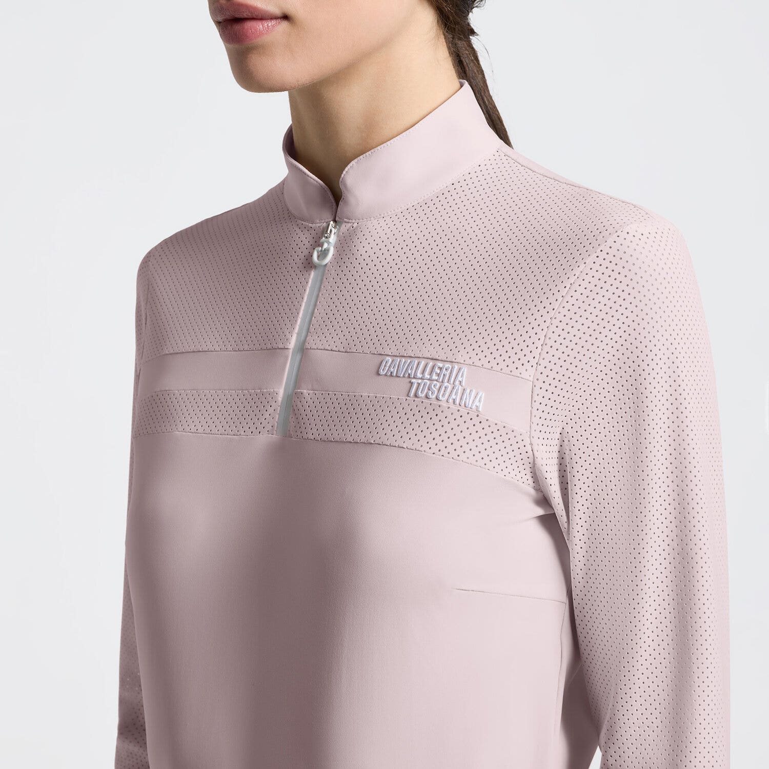 Cavalleria Toscana Women's Long Sleeve Perforated Training Polo | Cavalleria Toscana VIOLET ICE-3