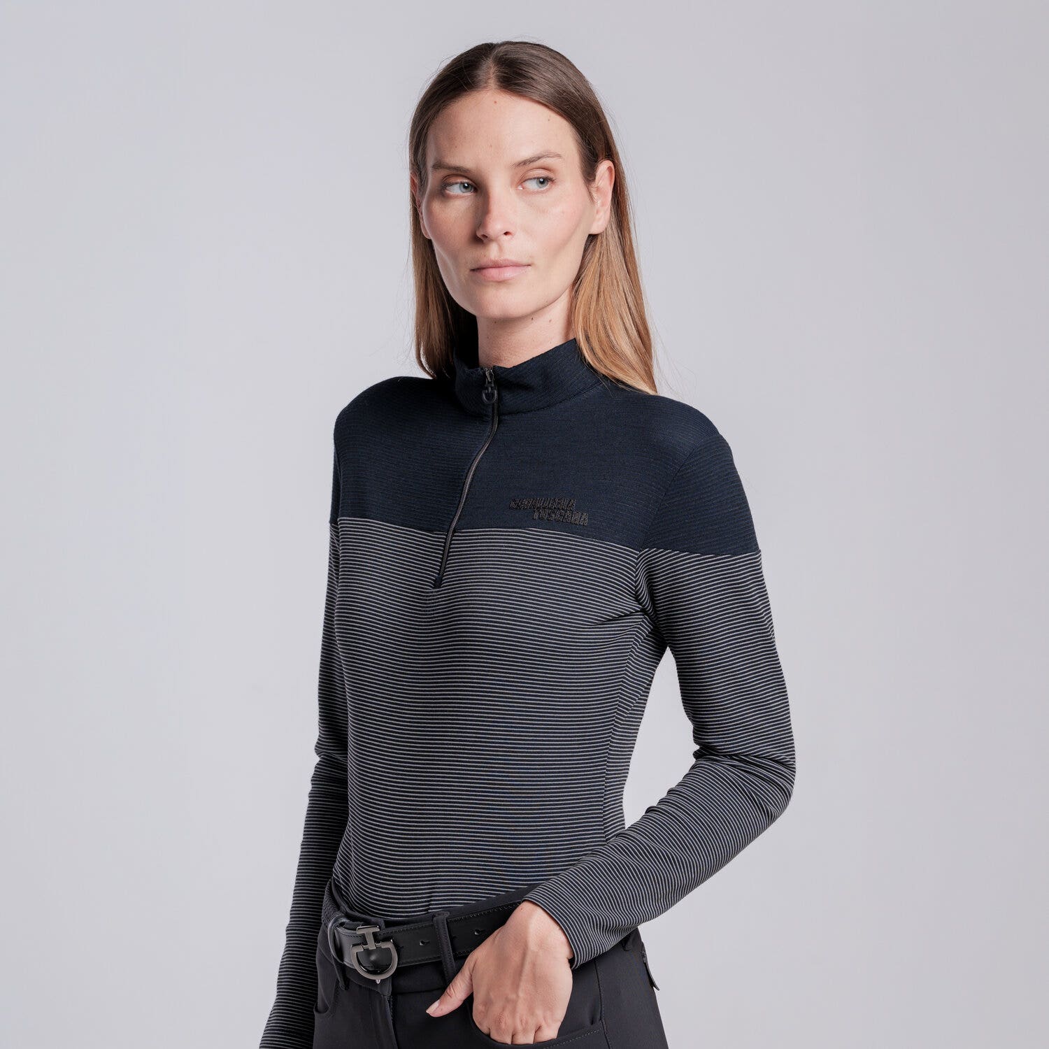 Cavalleria Toscana Women’s wool training polo BLACK-2