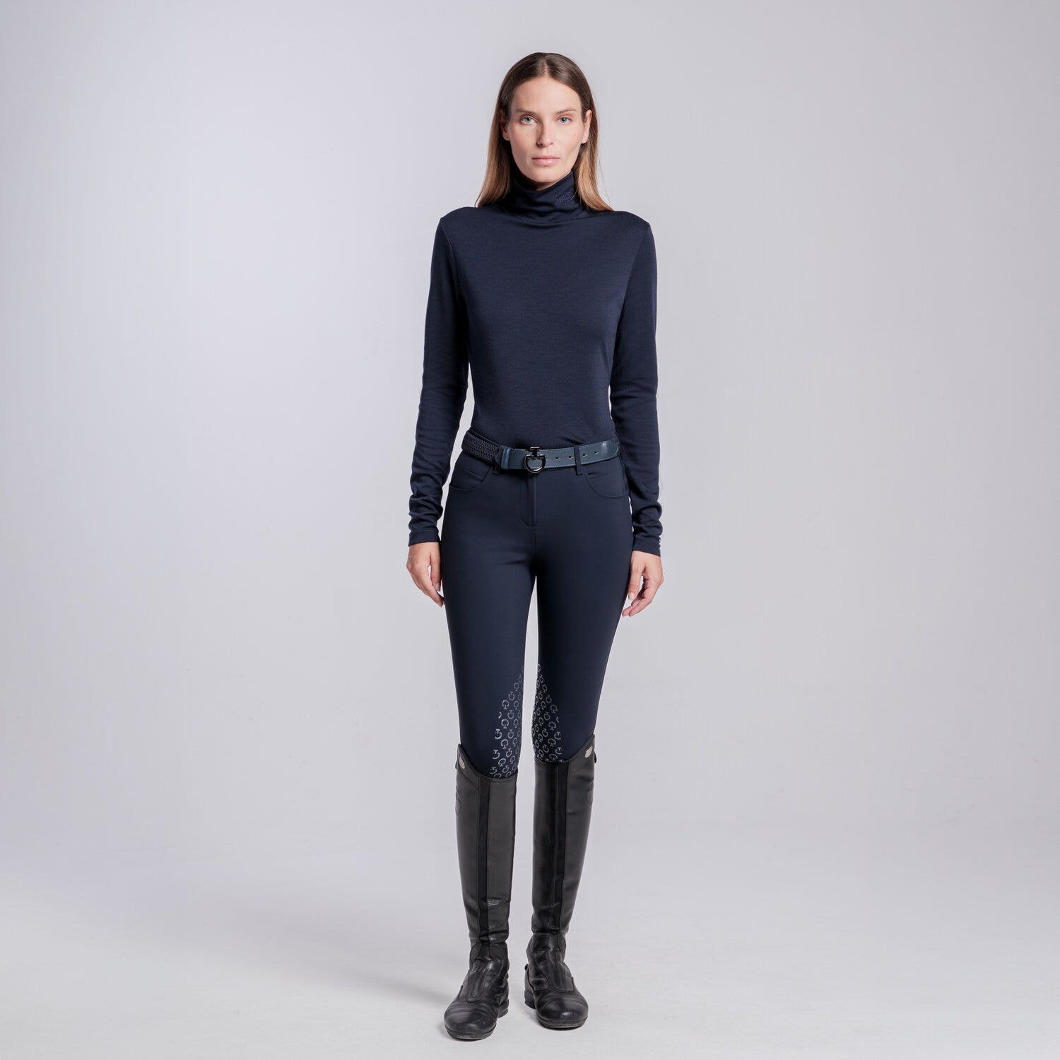 Cavalleria Toscana POLO DA TRAINING IN LANA TECNICA DA DONNA NAVY-1