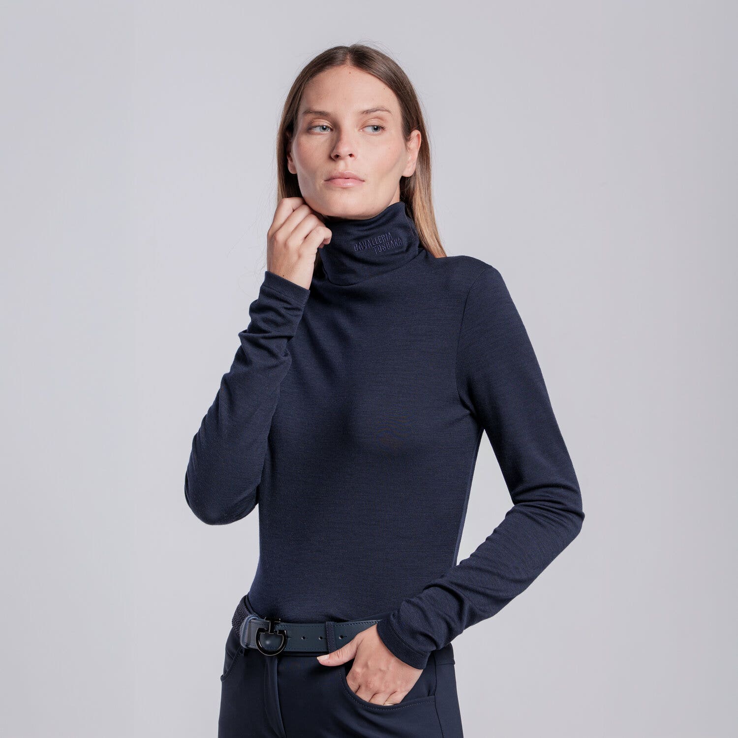 Cavalleria Toscana POLO DA TRAINING IN LANA TECNICA DA DONNA NAVY-2