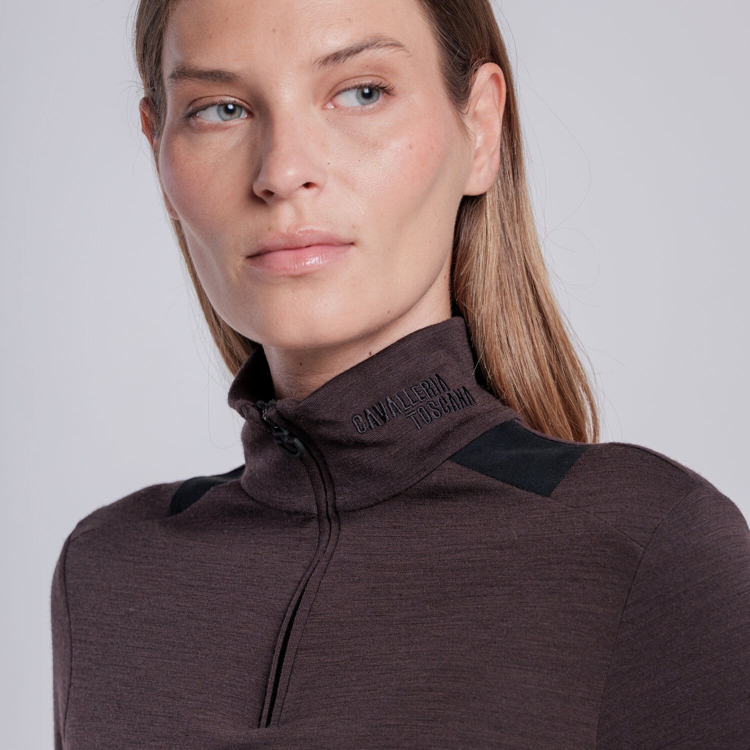 Cavalleria Toscana Women’s wool training polo ESPRESSO-2