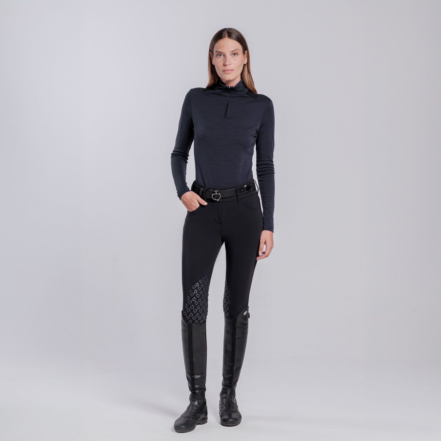 Cavalleria Toscana Women’s wool training polo NAVY-1