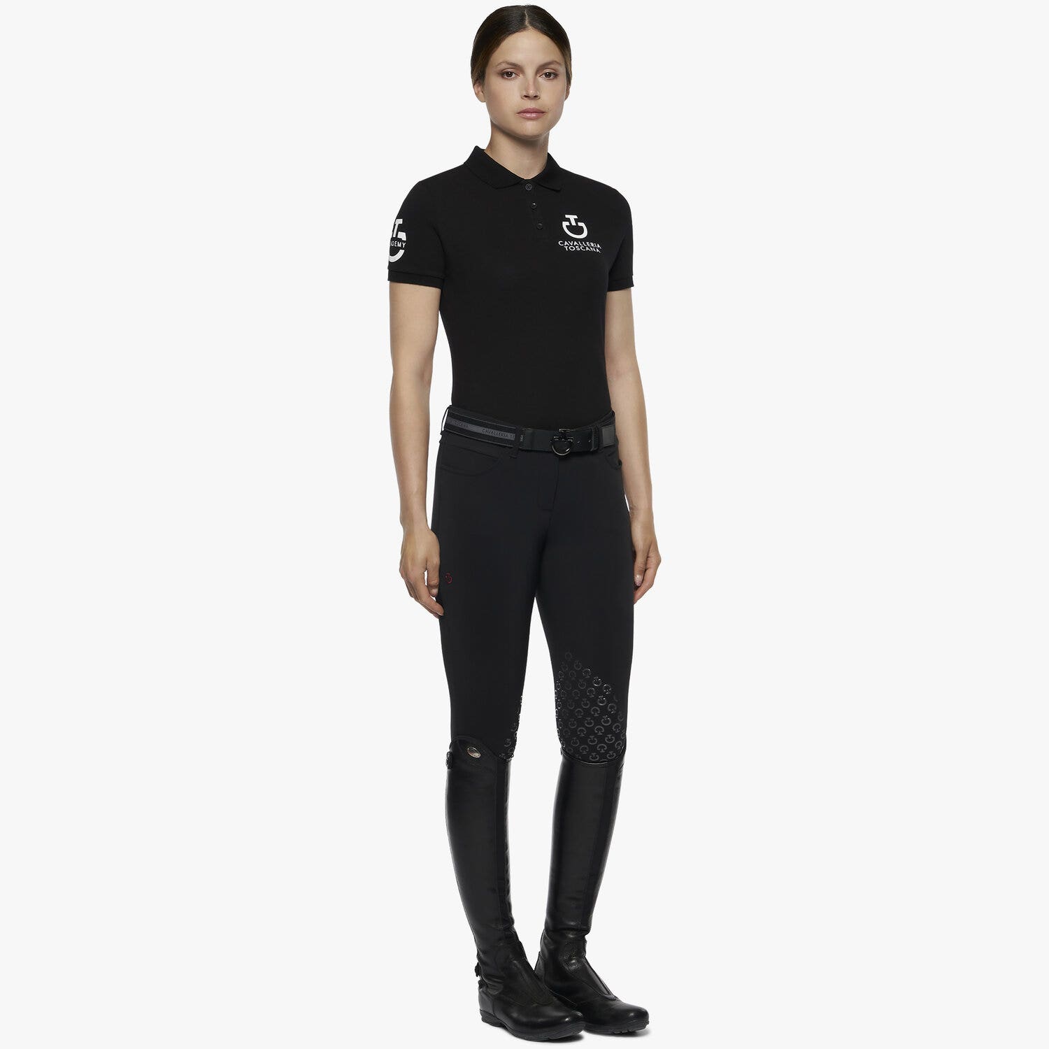 Cavalleria Toscana Women's Short-Sleeve Polo BLACK-2