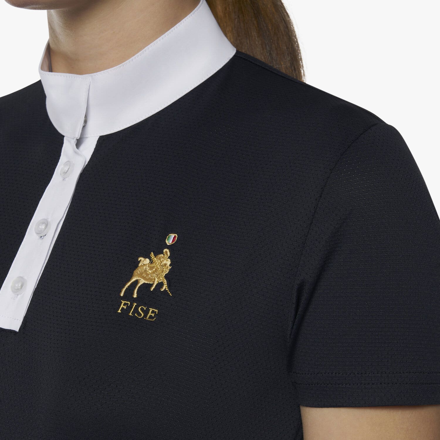 Cavalleria Toscana Women's FISE short sleeved competition polo NAVY-5