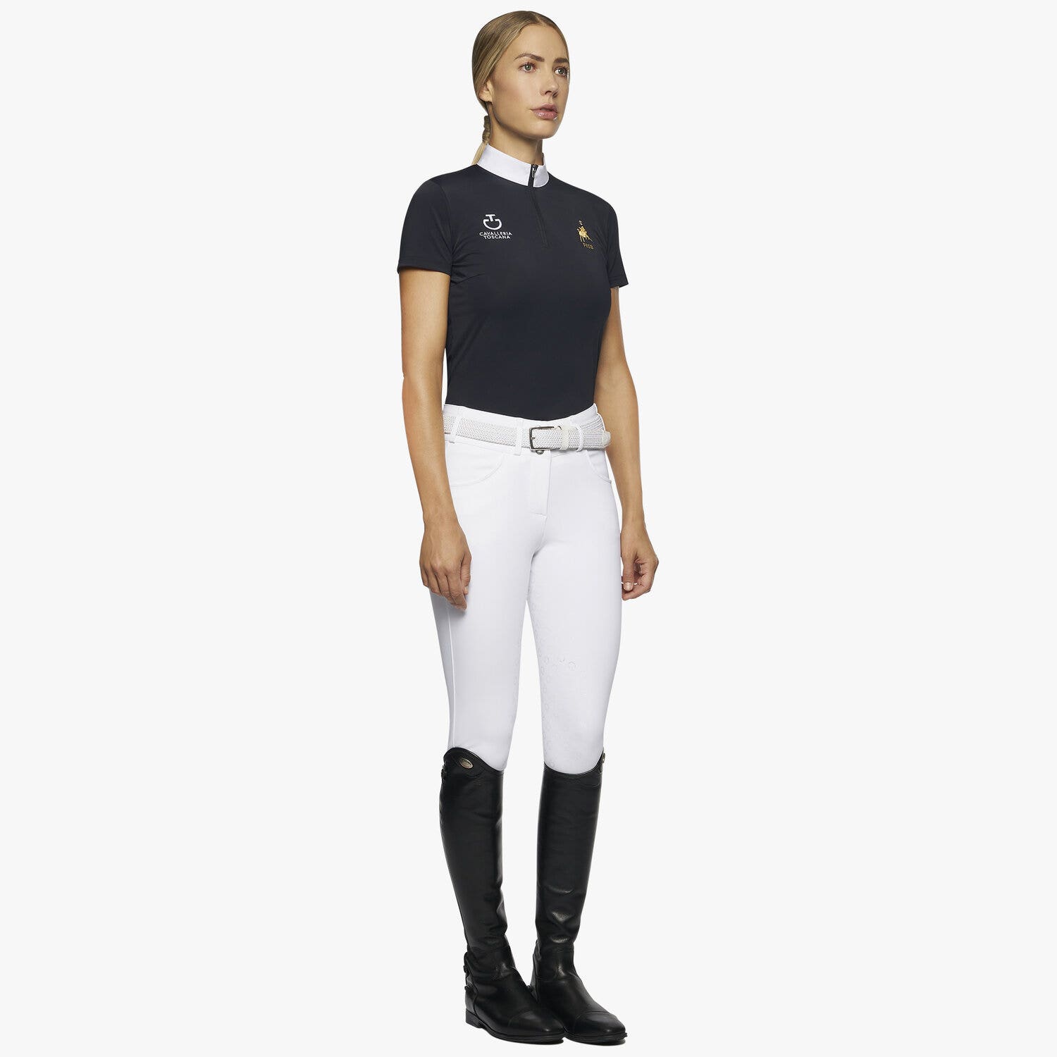 Cavalleria Toscana Woman's FISE short sleeved competition Polo NAVY-2