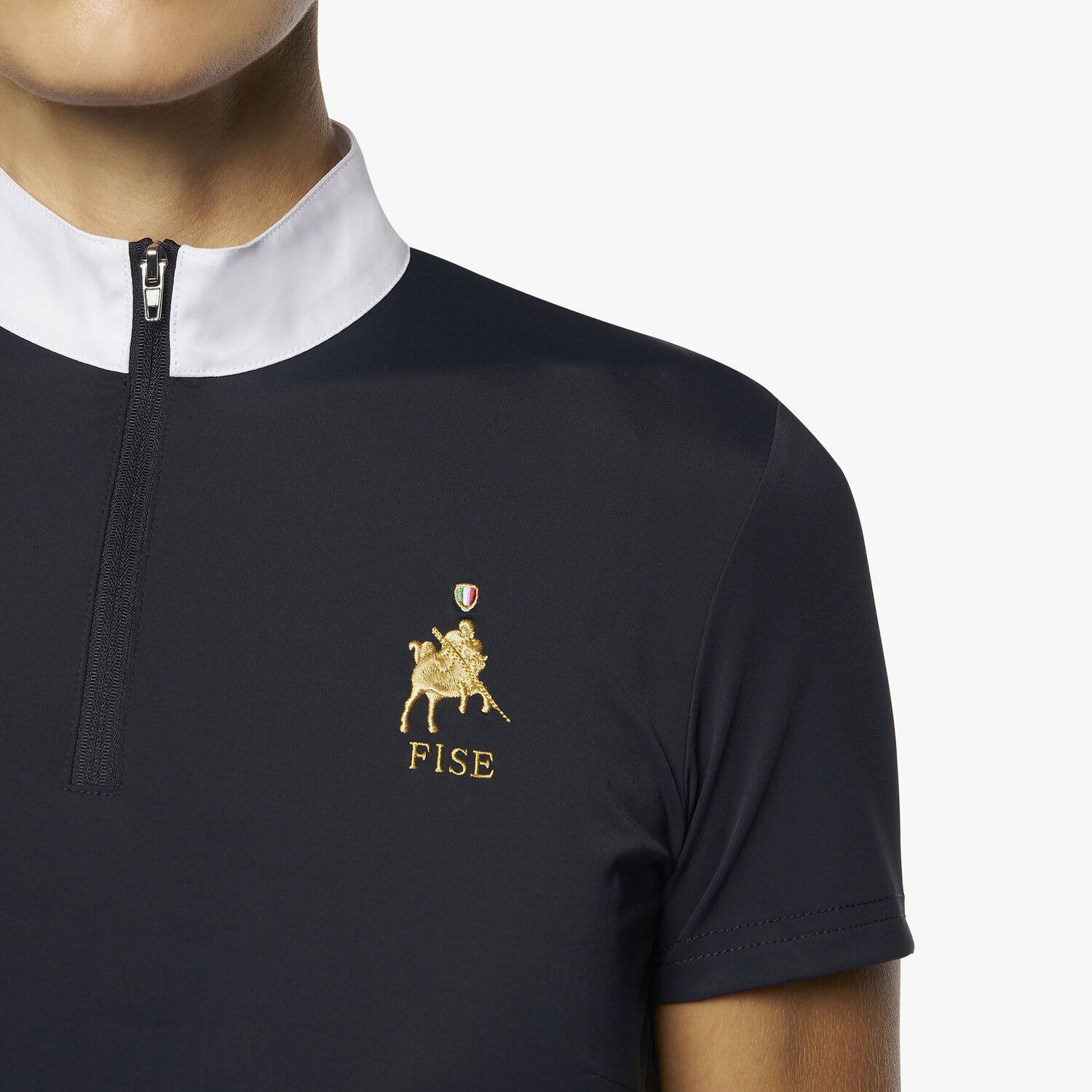 Cavalleria Toscana Woman's FISE short sleeved competition Polo NAVY-5