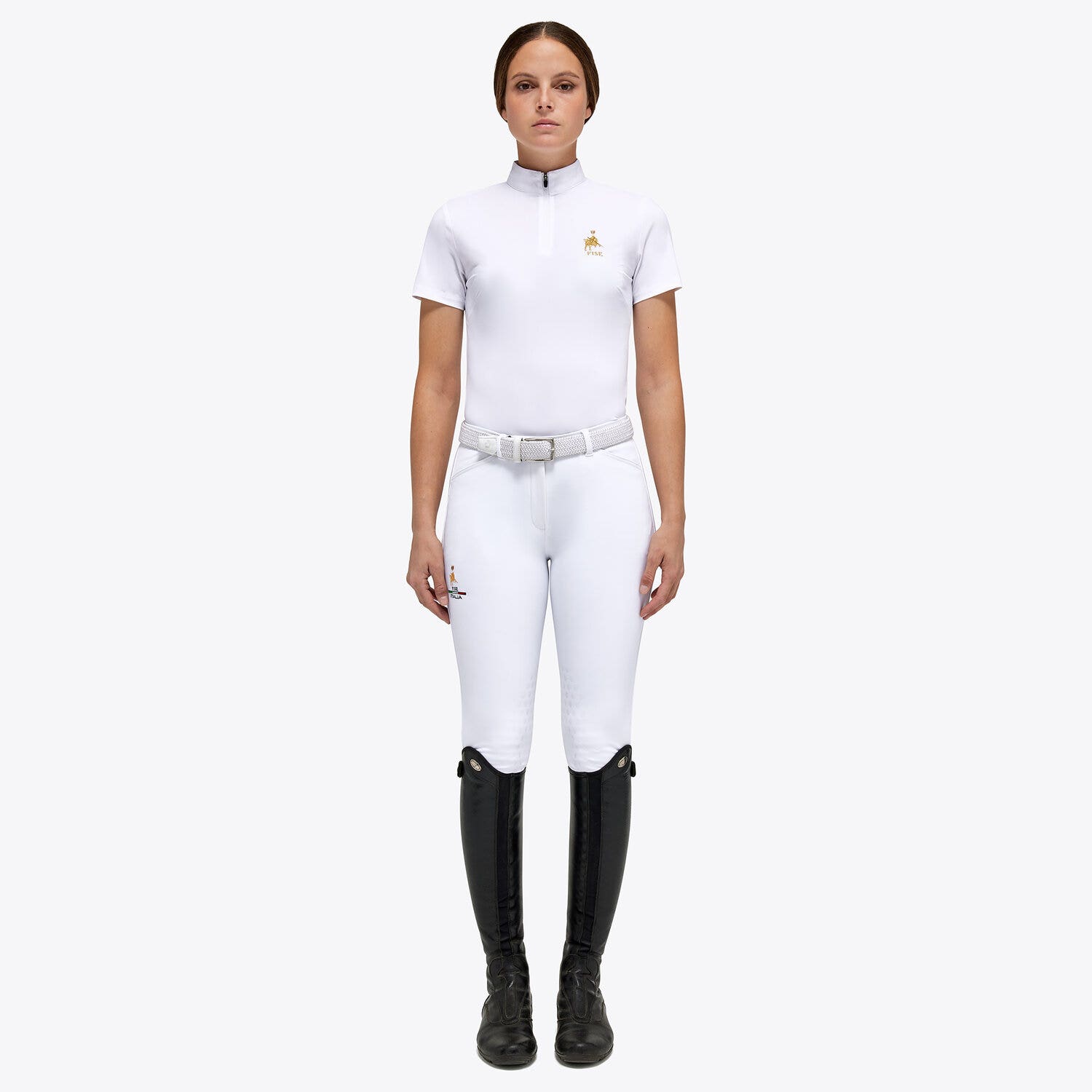 Cavalleria Toscana Women's Fise competition Polo WHITE-1